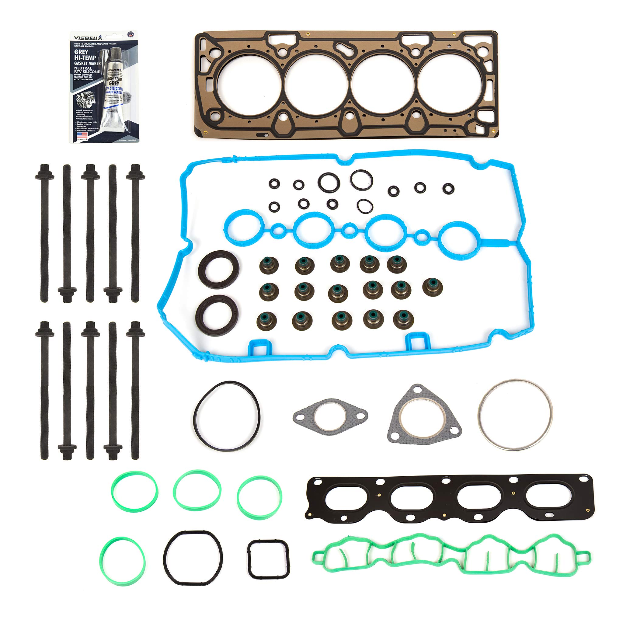 MA-9761279218 Head Gasket Set with Intake & Exhaust Valves - Compatible with 2009-2011 Chevrolet Aveo & Pontiac G3 1.6L Engine - Perfect for Engine Repair & Maintenance