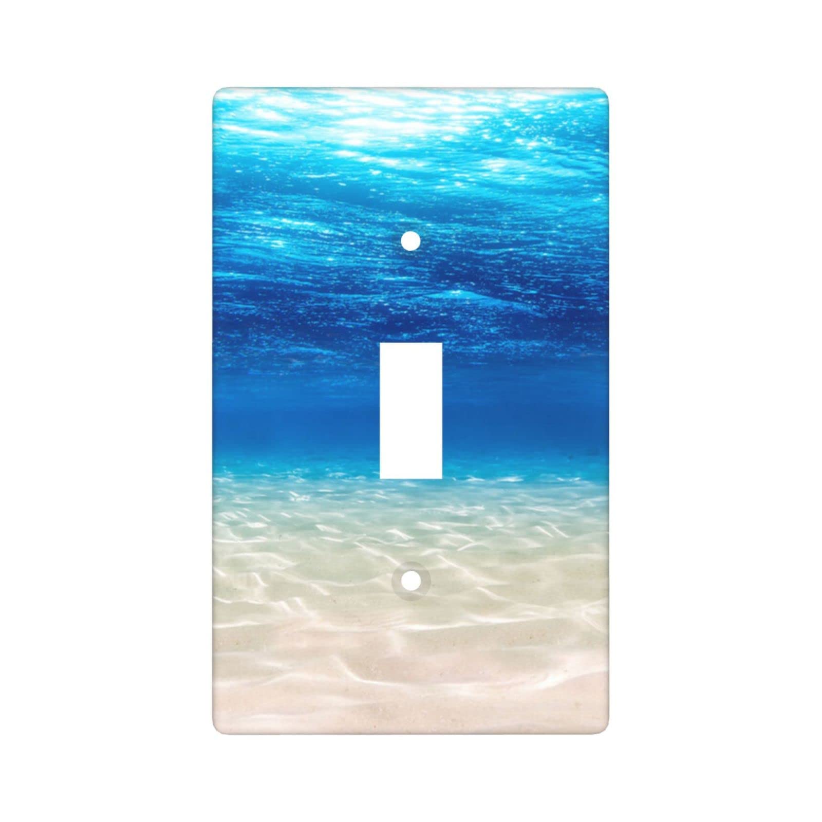 Blue Ocean Sea Light Switch Cover - Decorative 1 Gang Wall Plate for Single Toggle Switch | Standard Size Faceplate for Home & Office Decor | Perfect for Beach House, Bathroom & Coastal Theme Rooms