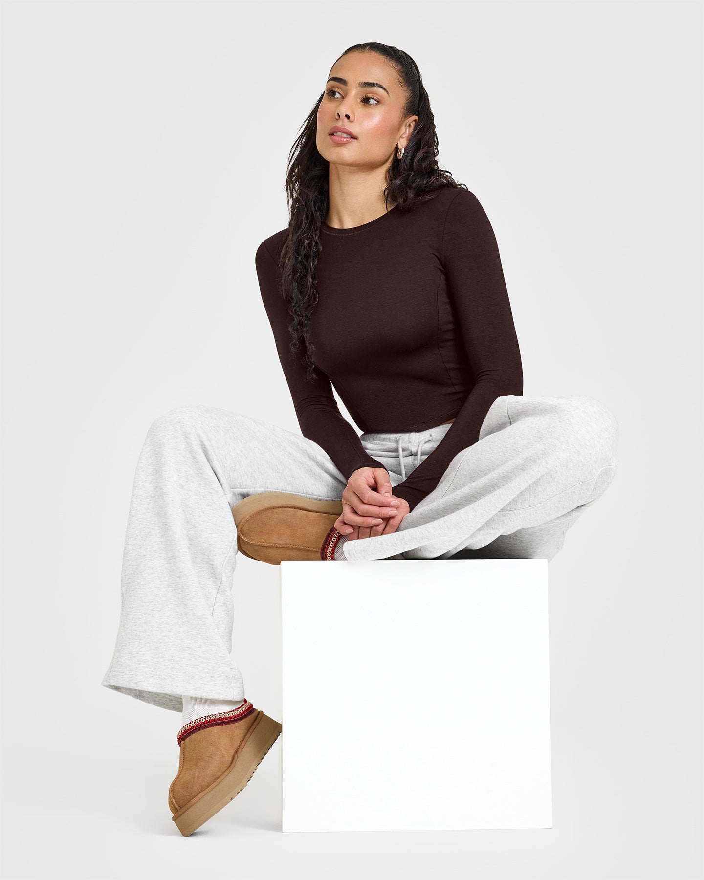 Mellow™ Soft Mid Long Sleeve Top for Women - 70% Cocoa Brown Comfortable Casual Shirt | Perfect for Work, Date Night & Fall Layering