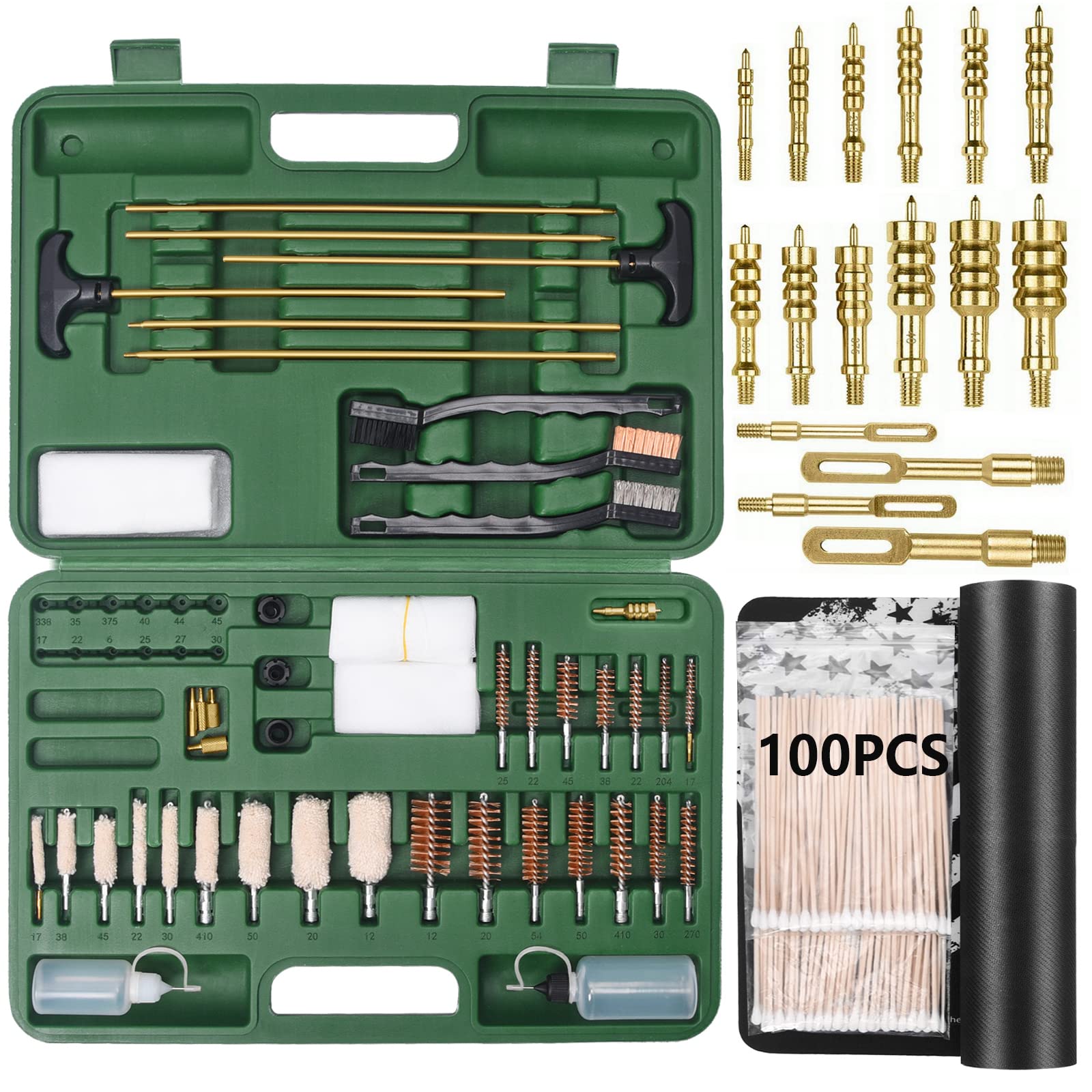iunio Universal Gun Cleaning Kit with Mat & Case - for Rifle, Shotgun, Pistol - Perfect for Hunting & Shooting
