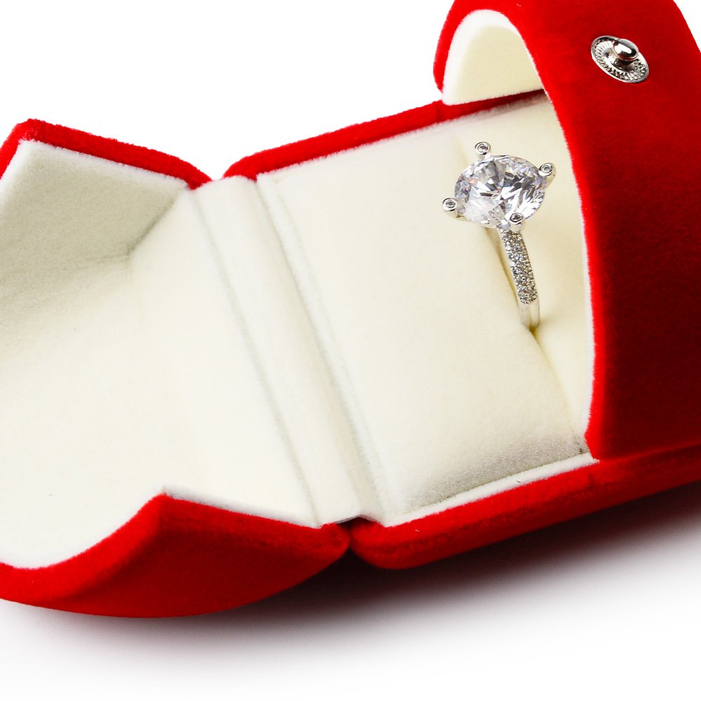 Oirlv Red Velvet Ring Box - Premium Jewelry Gift for Proposal & Wedding