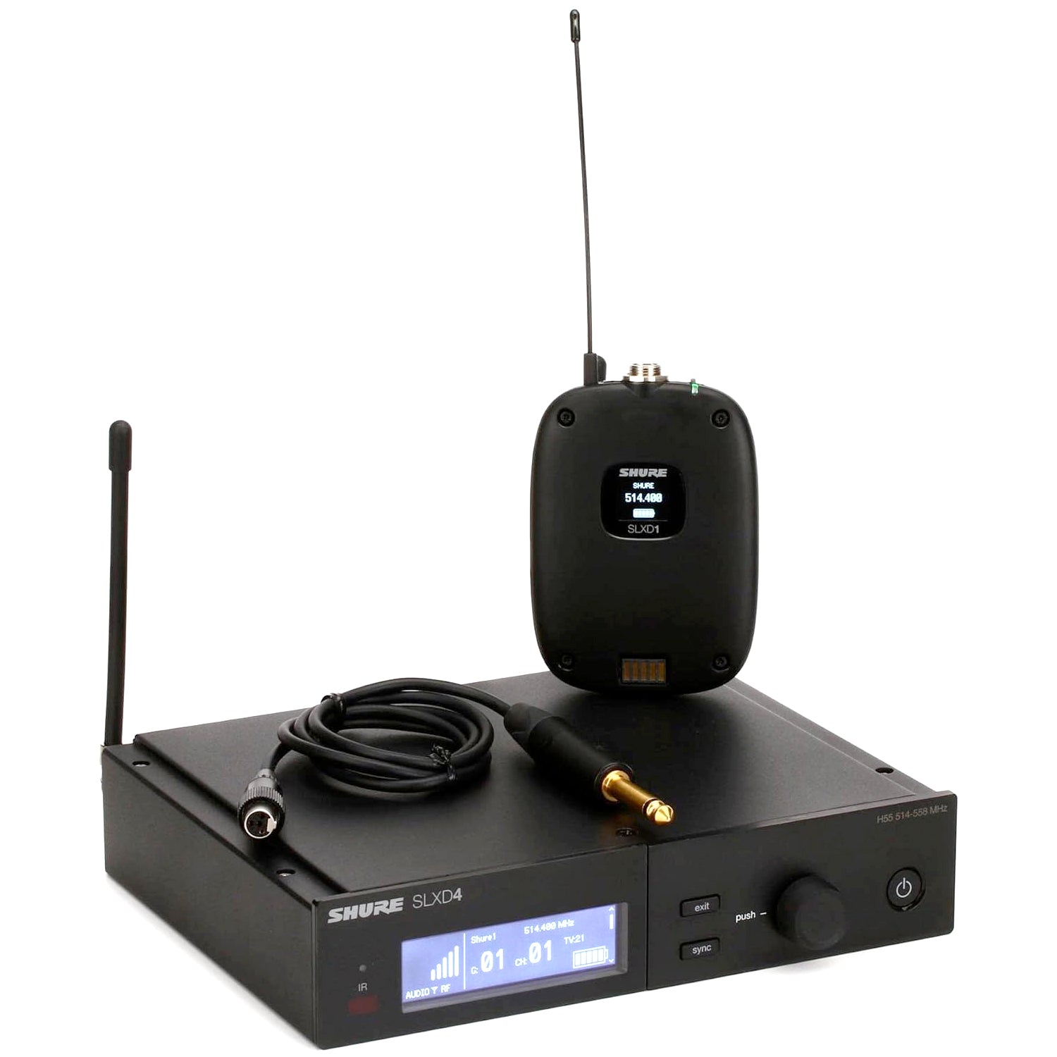 Shure SLXD14 Wireless Microphone System with SLXD1 Bodypack Transmitter - Professional Wireless Lavalier Mic for Live Performances, Public Speaking & Studio Recording