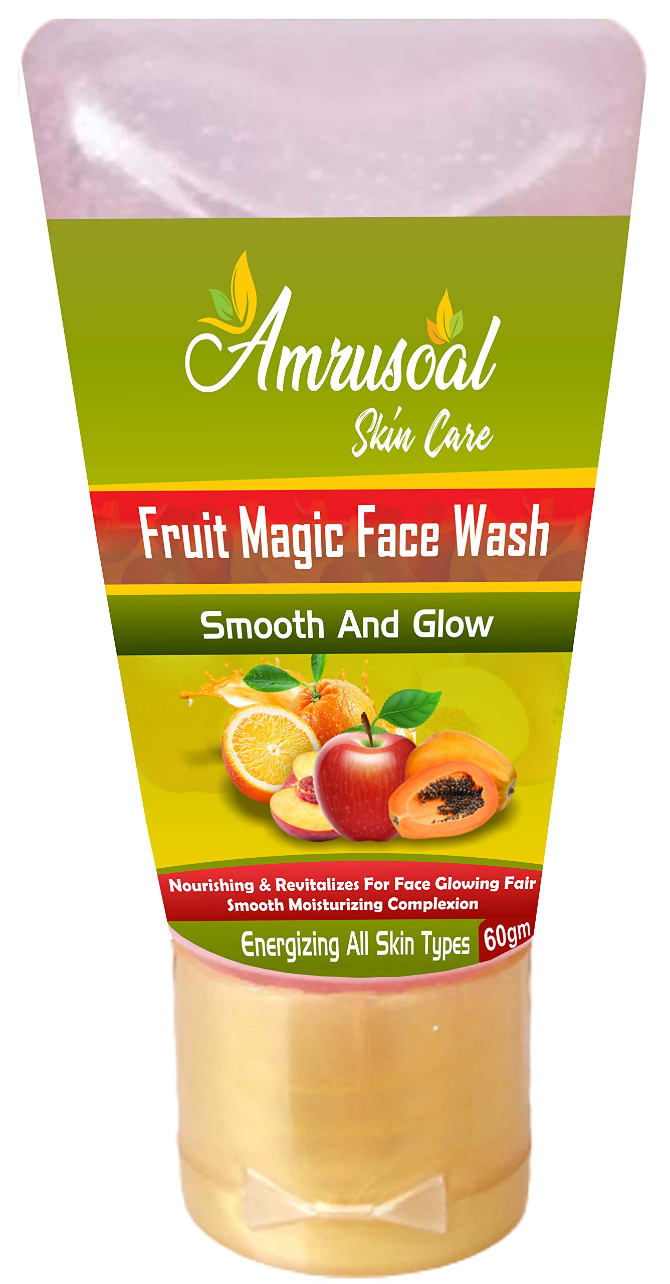 AMRUSOAL Fruit Magic Face Wash - Nourishing & Revitalizing Facial Cleanser for Glowing, Fair & Smooth Skin | Moisturizing Complexion Wash (60g) | Perfect for Daily Skincare Routine & Gentle Makeup Removal
