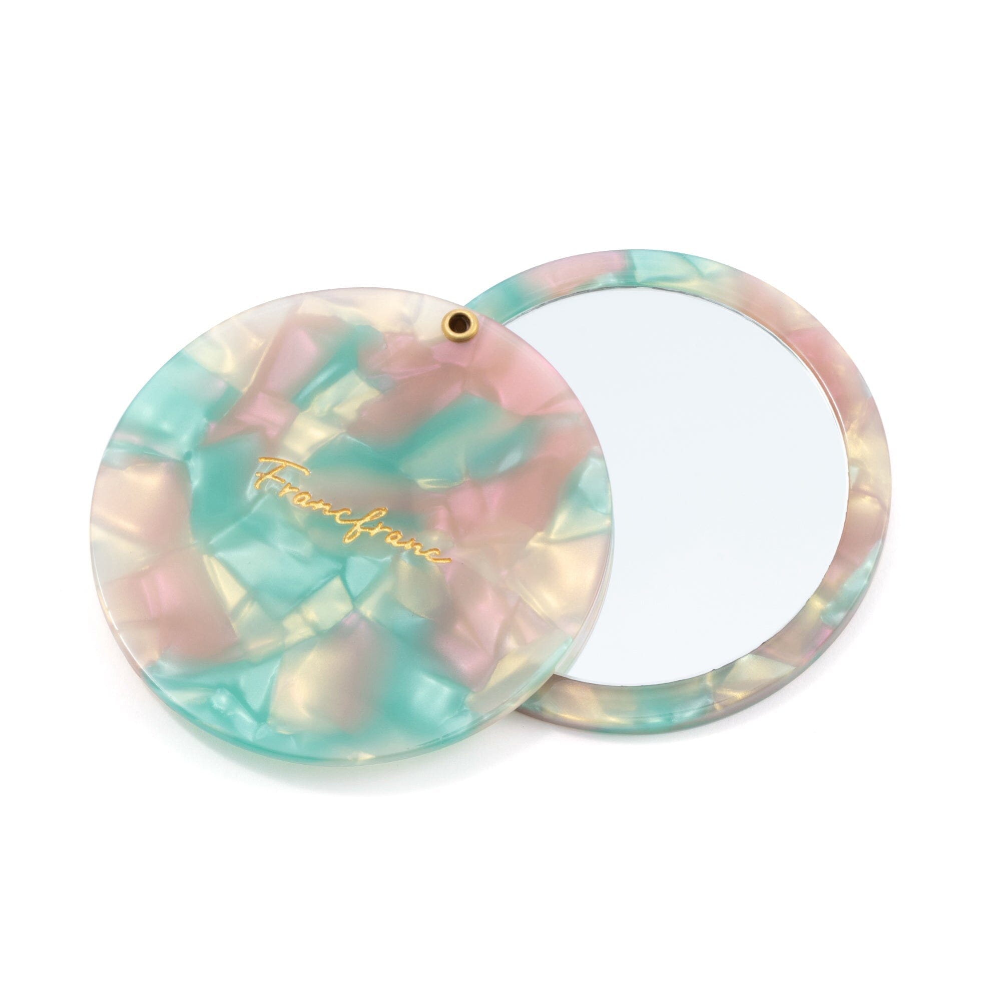 Portable Light Green Compact Mirror with Pouch - Perfect for Travel, Makeup Touch-ups & On-the-Go Beauty Essentials