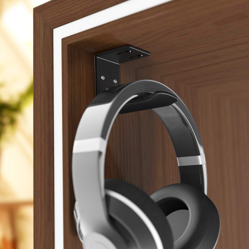 Under Desk Headphone Holder Hook Mount - Space Saving 3M Adhesive Headset Hanger for Sony, Sennheiser, Beats, Bose & More - Perfect for Office, Gaming Setup & Home Organization