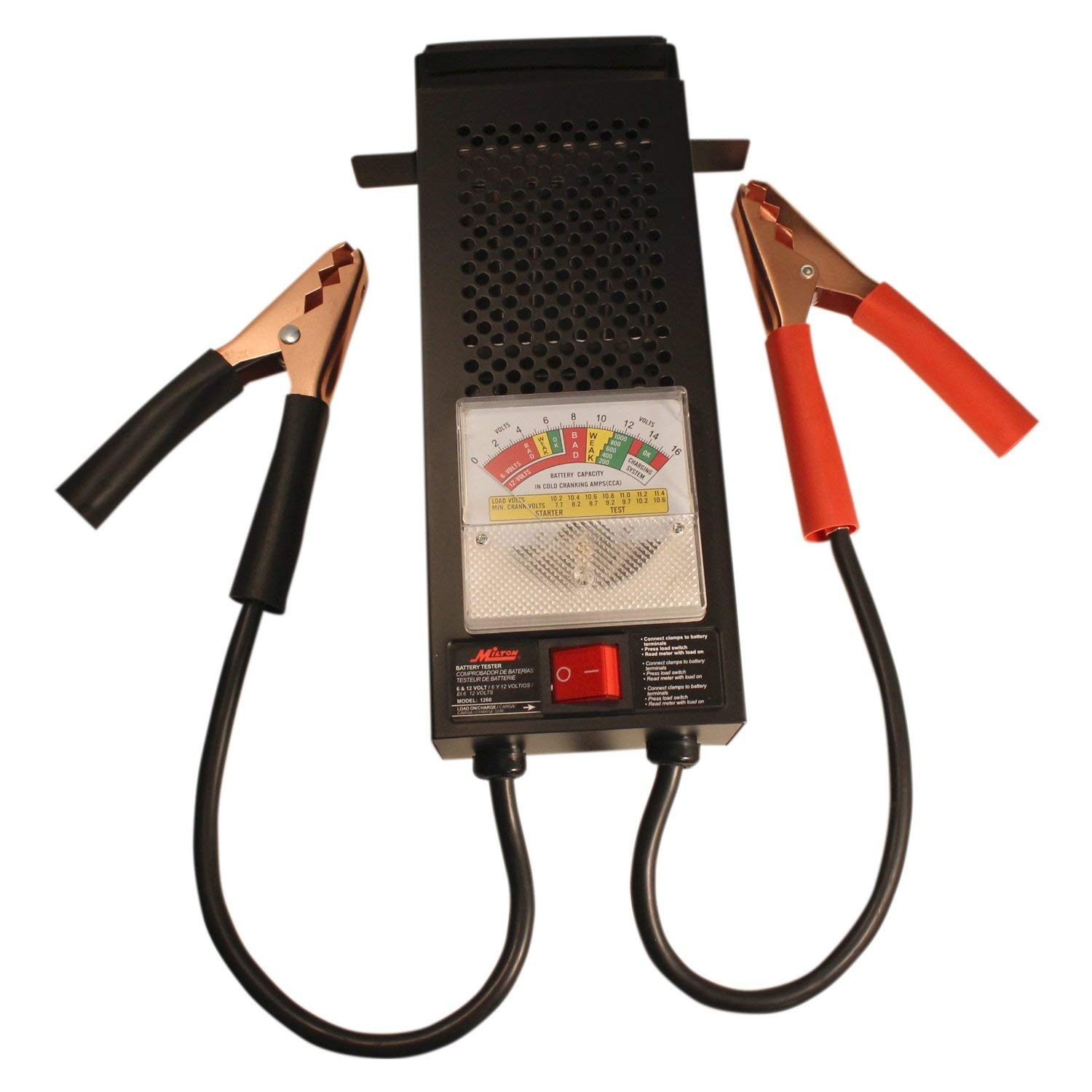 Milton 1260 100 AMP Heavy Duty Battery Tester for Cars, Trucks & Marine - Accurate 6V/12V Battery Voltage Checker - Perfect for Auto Shops, Home Mechanics & Boating Maintenance