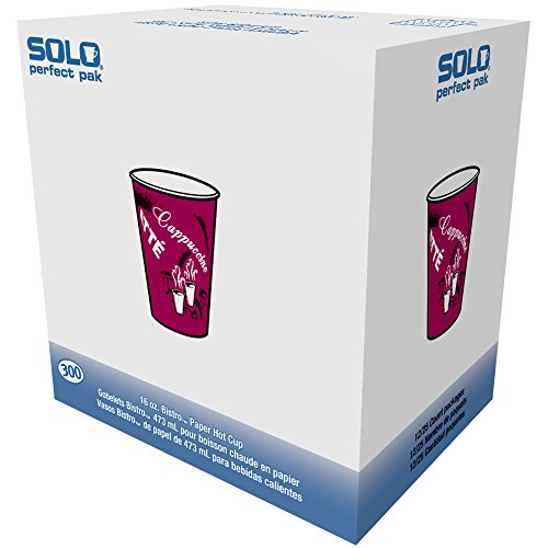 Solo OF10BI-0041 10 oz Bistro SSP Paper Hot Cup - 300 Count Case | Eco-Friendly Disposable Coffee Cups for Cafes, Offices & Takeout | Perfect for Hot Beverages, Tea & Cocoa