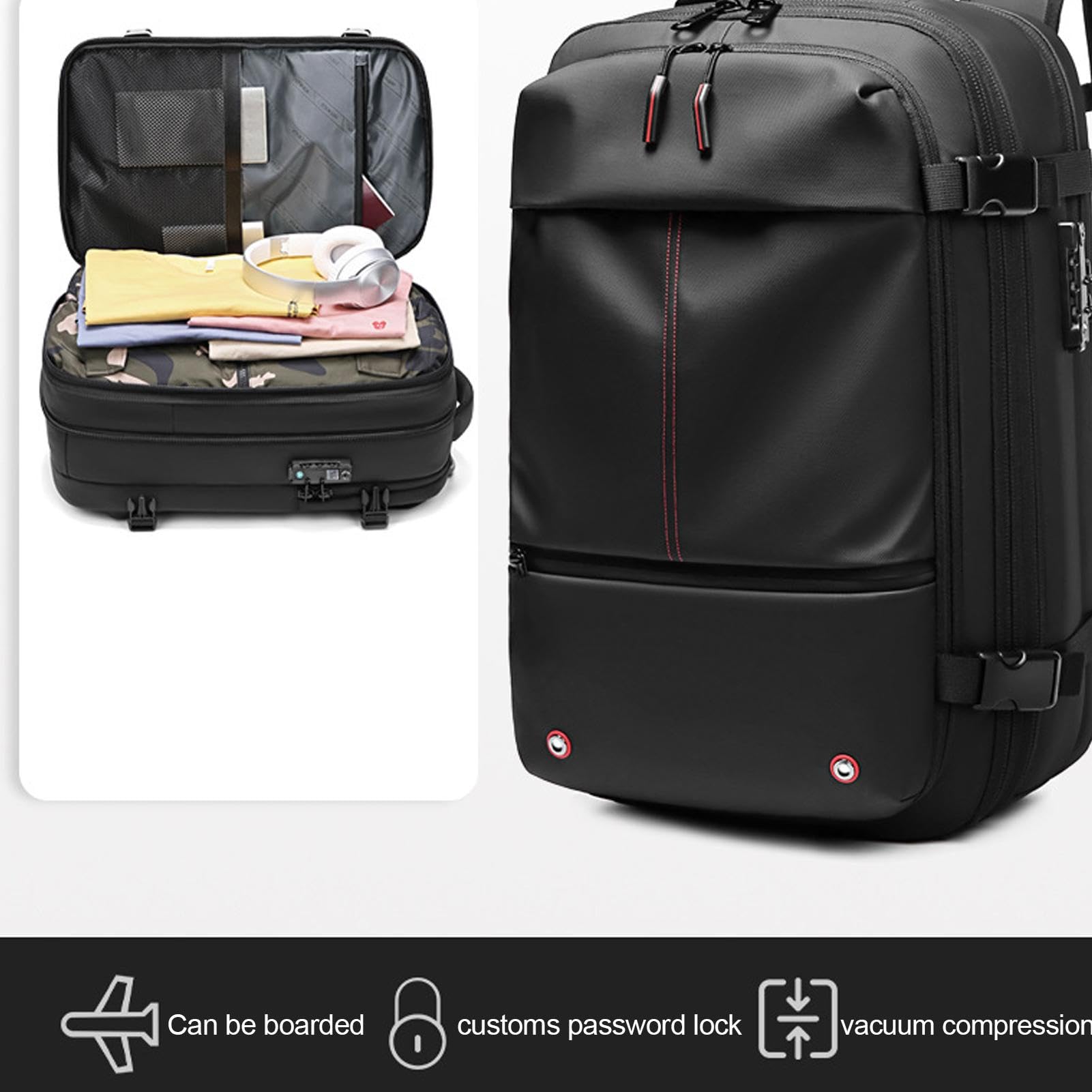 Kuxiptin 60L Vacuum Compression Travel Backpack - Expandable Airpack with Laptop Compartment, Durable Oxford Fabric - Perfect for Camping, Hiking & Business Trips