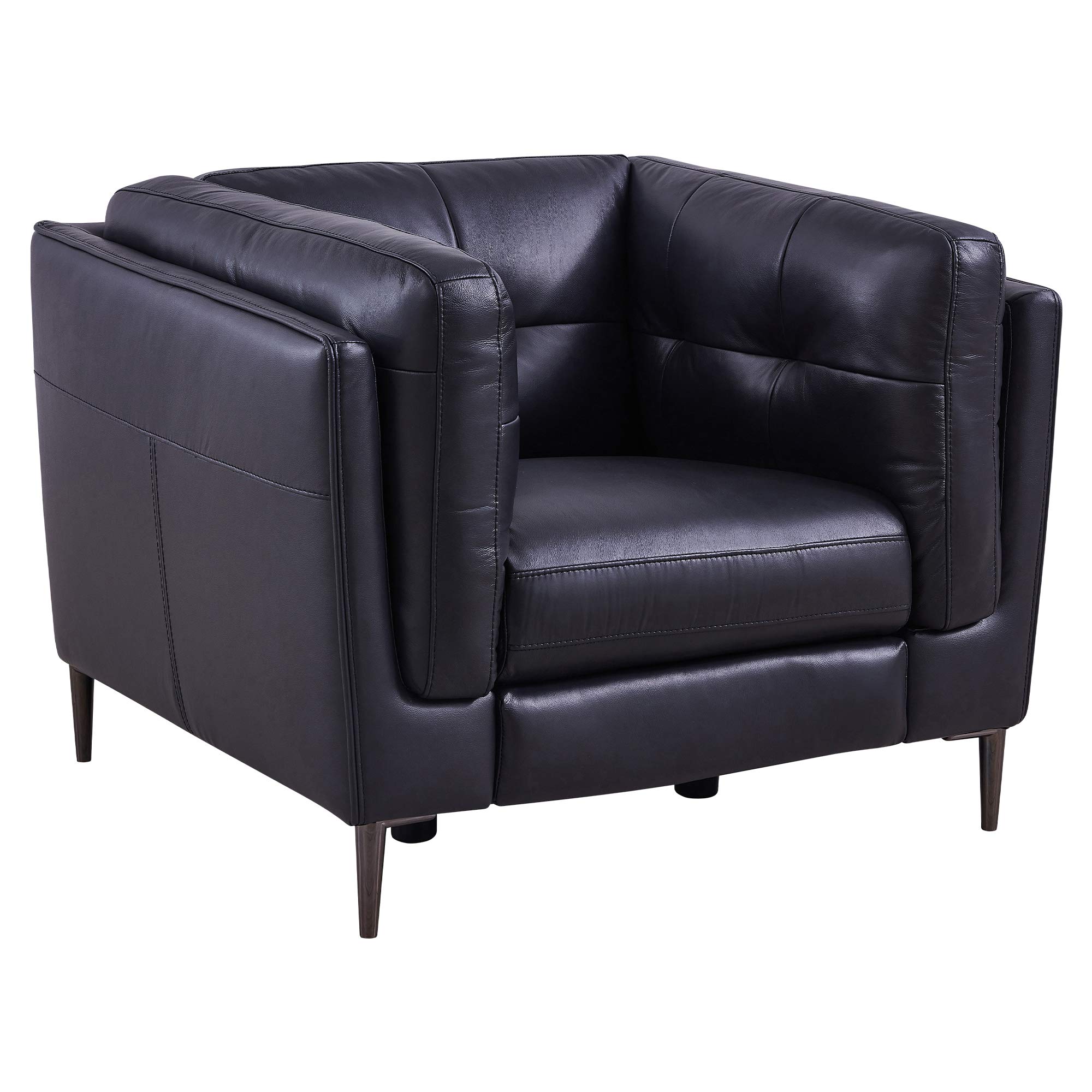 Armen Living Primrose Modern Top Grain Leather Power Recliner Chair - Navy Blue Accent Chair for Living Room | Comfortable Electric Recliner for Home Theater, Gaming & Relaxation