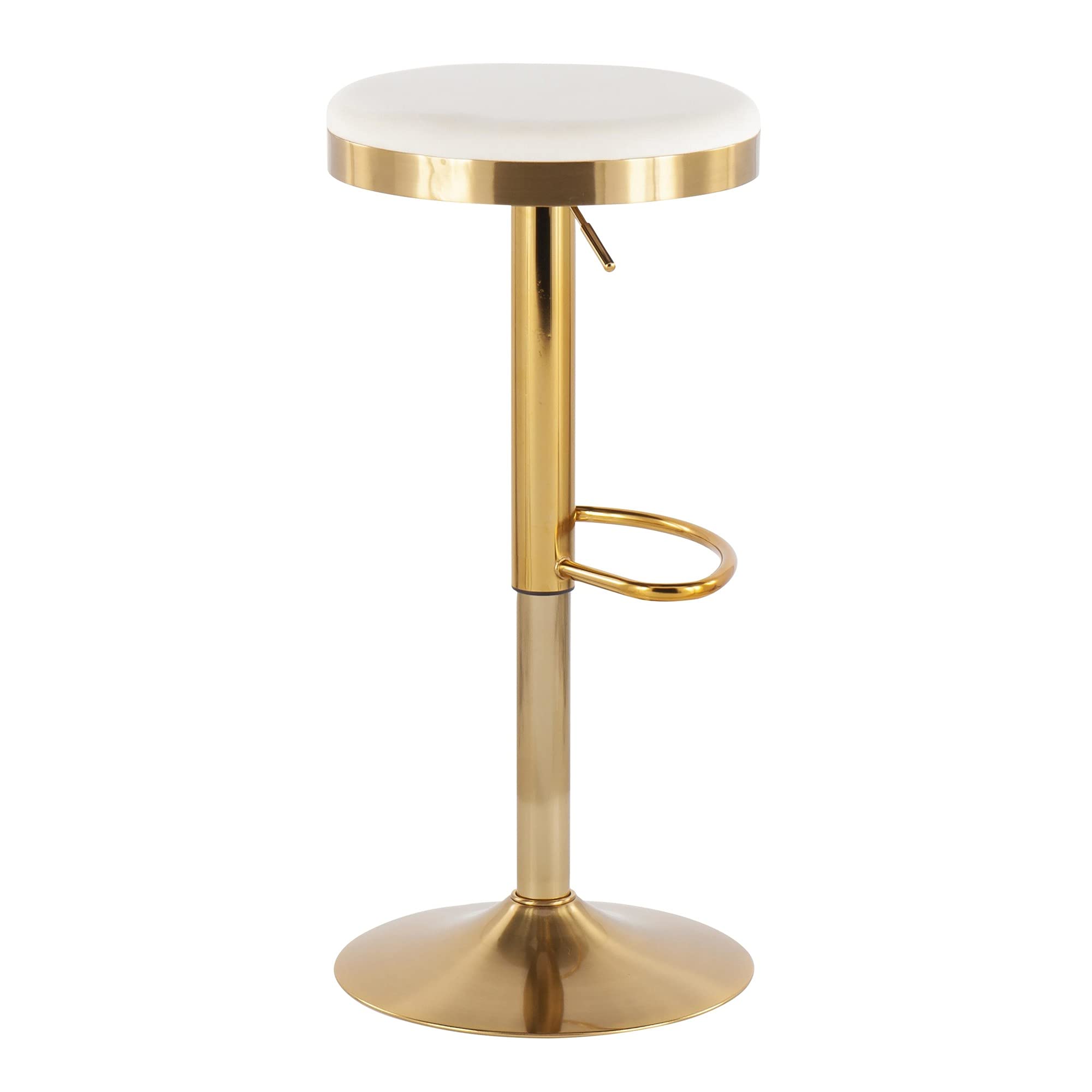 LumiSource Dakota Adjustable Swivel Bar Stool Set of 2 - Gold Upholstered Bar Chairs for Kitchen Island, Home Bar & Dining Counter - Comfortable Counter Height Stools with Footrest