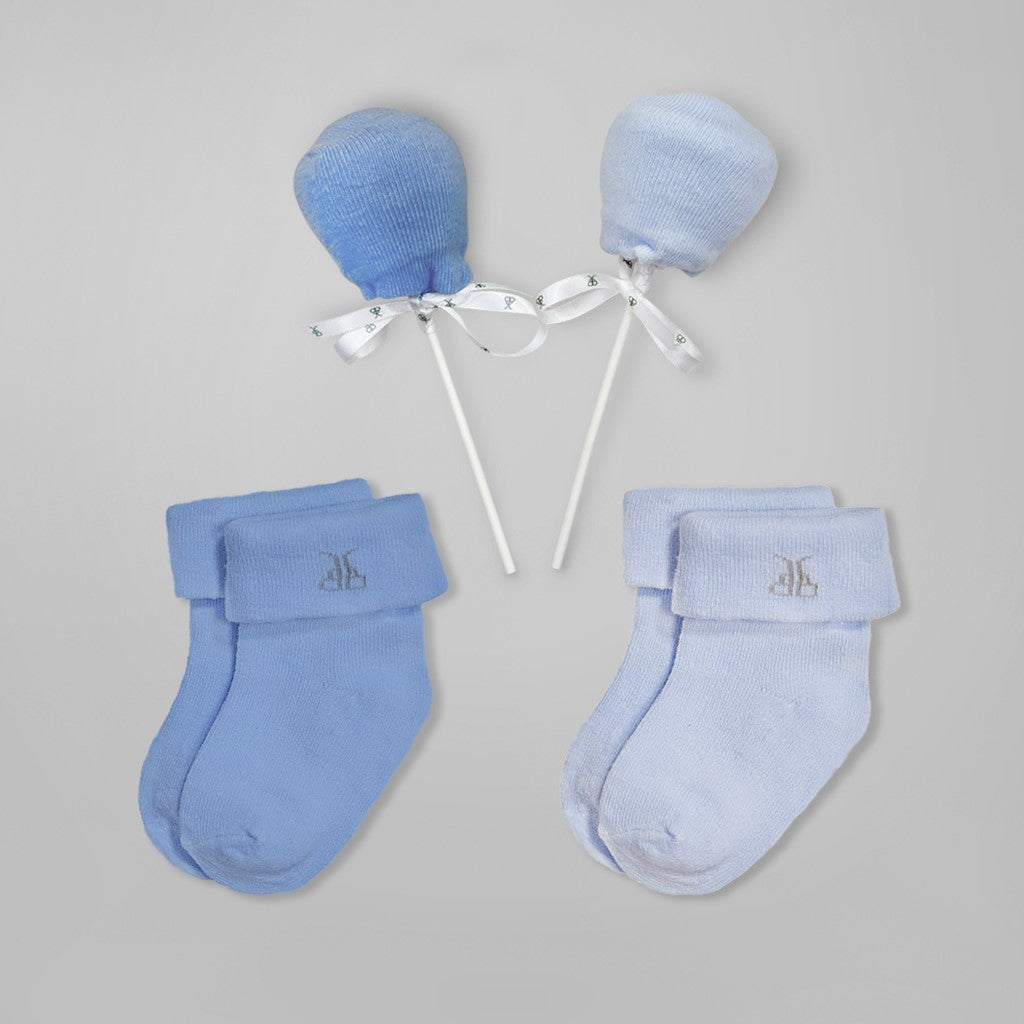 Personalized My First Steiff Baby Socks and Blanket Gift Set - Newborn Essentials in Blue - Perfect for Baby Showers, Christenings & Welcome Home Gifts