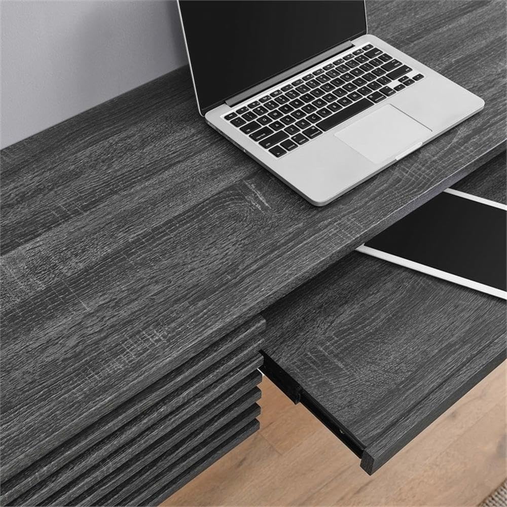 Modway Render Mid-Century Modern Wall Mount Floating Desk - Charcoal Finish | Space-Saving Home Office & Small Apartment Workstation