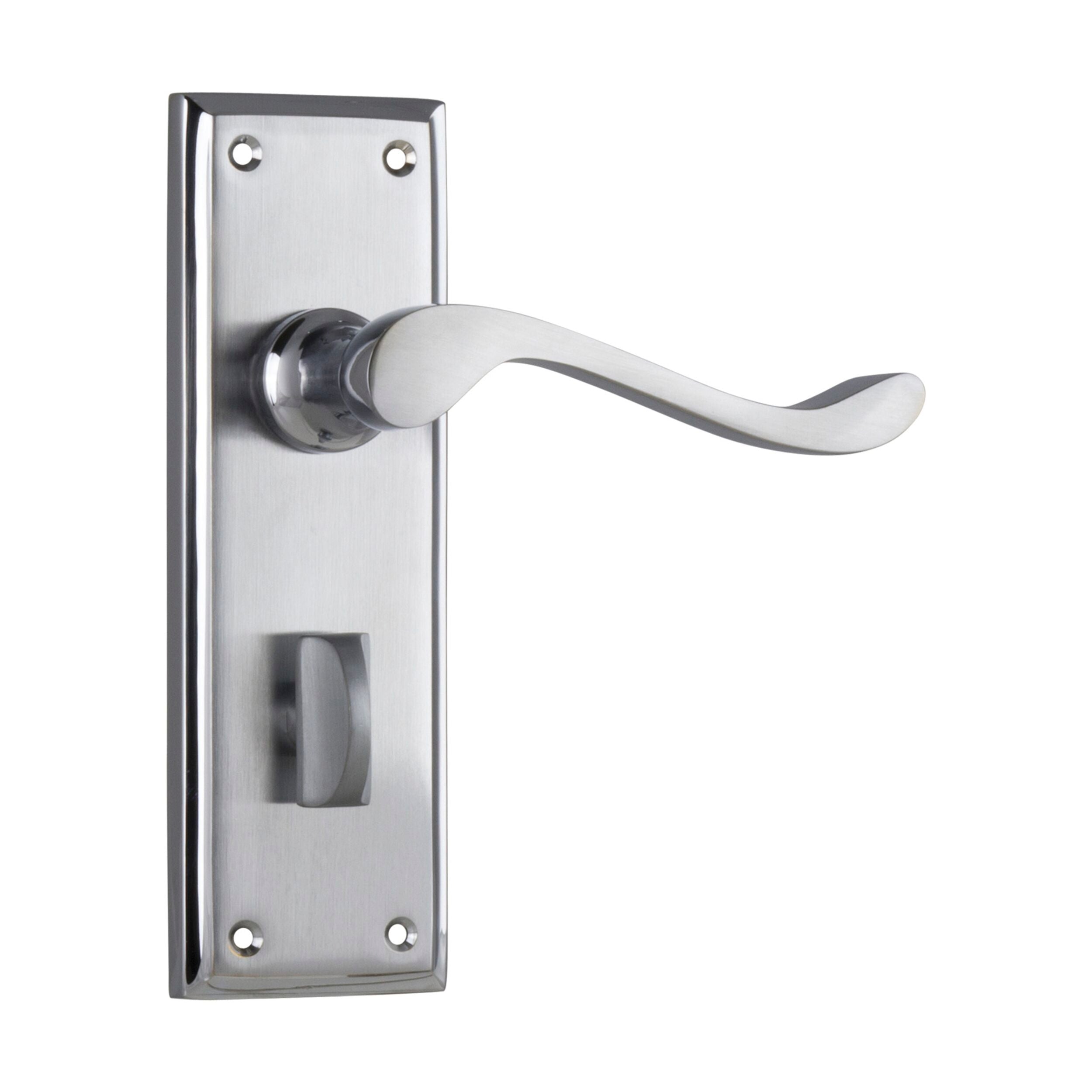 Camden Privacy Door Lever Pair - Satin Chrome with Polished Edge - 1096P (H152xW50xP60mm) - Perfect for Bedrooms, Bathrooms & Interior Doors