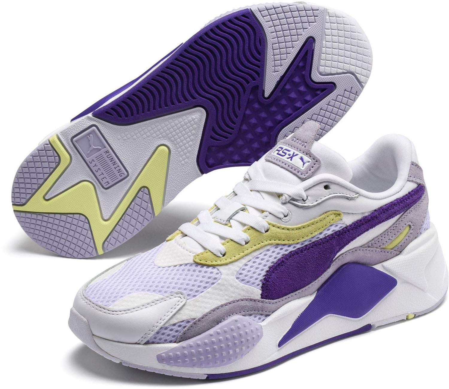 PUMA Women's RS-X3 Mesh Pop Lace-Up Sneakers - White Casual Running Shoes Size 7.5 B - Comfortable Athletic Shoes for Gym, Workout & Everyday Wear