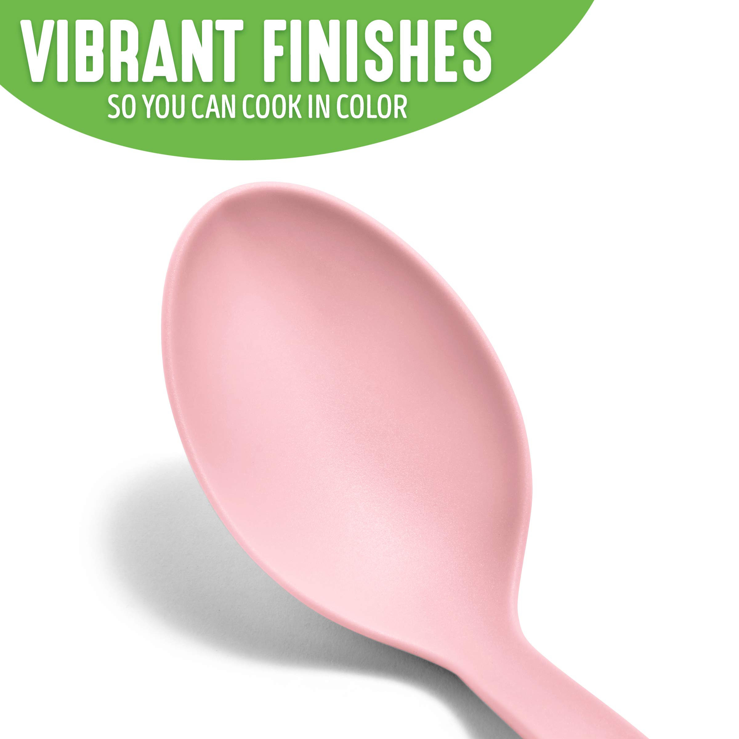 GreenLife 7-Piece Nonstick Cooking Utensil Set - BPA-Free Nylon Spatulas, Turner, Spoons & Tongs - Heat Resistant Kitchen Tools for Baking, Frying & Sauteing - Pink Kitchen Accessories for Home Chefs