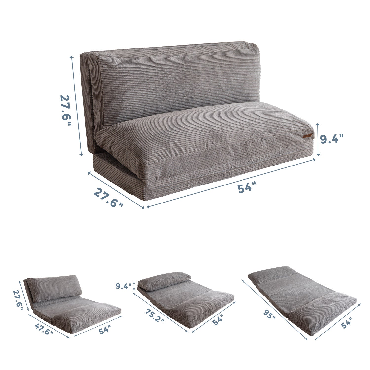 MAXYOYO Foldable Corduroy Bean Bag Sofa Bed with Washable Cover - Perfect for Living Room Lounging, Dorm Room Comfort & Kids Play Area