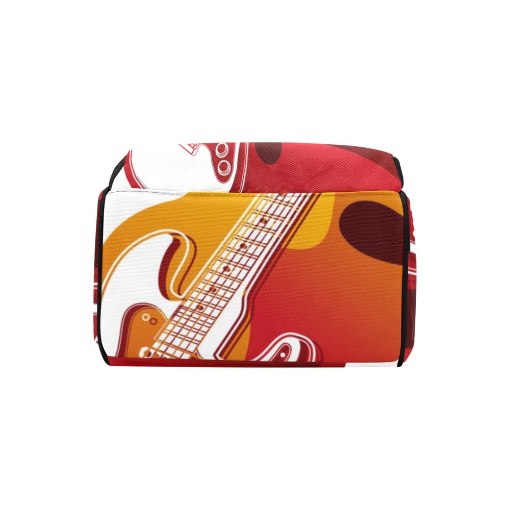 Custom Personalized Electric Guitar Fire Diaper Bag - Waterproof Nursing Tote Backpack for Moms, Travel & Outdoor Baby Essentials (Perfect for Daycare, Beach Trips & Family Outings)