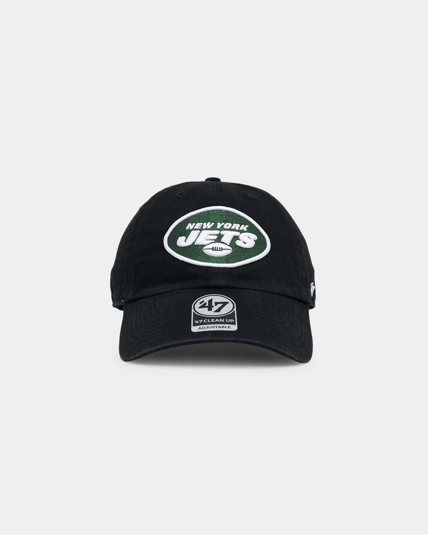 New York Jets 47 Clean Up Strapback Black Adjustable Hat - Official NFL Licensed Cap for Men & Women - Perfect for Game Day, Casual Wear & Sports Fans