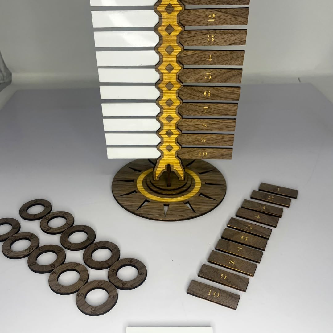DND Dungeons & Dragons Initiative Tracker | Wooden Laser-Cut RPG Turn Counter with 20 Tabs | Tabletop Game Accessory for Combat Tracking | Made in USA | Perfect for D&D 5e Campaigns and RPG Sessions