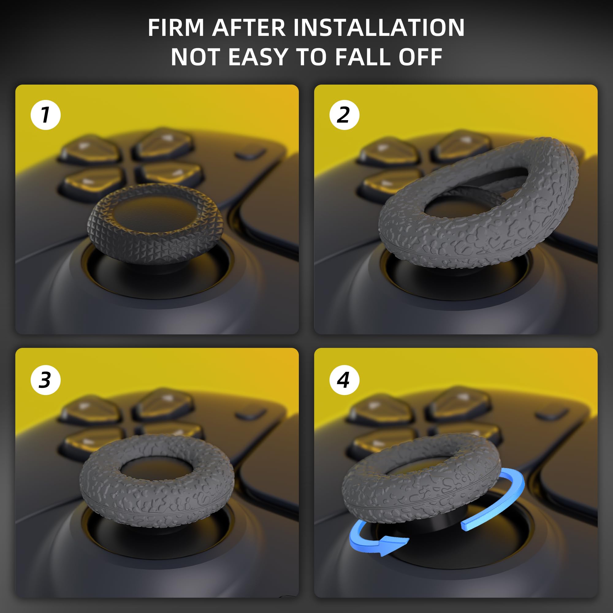 PlayVital 3 Pairs Analog Stick Grips for PS5/PS4, Non-Slip Thumb Grips for Xbox Series X/S/One X/One S, Compatible with Elite Series 2 Core Controller - Donut Design (Gray, Black, White) - Improve Gaming Performance & Comfort for Long Play Sessions