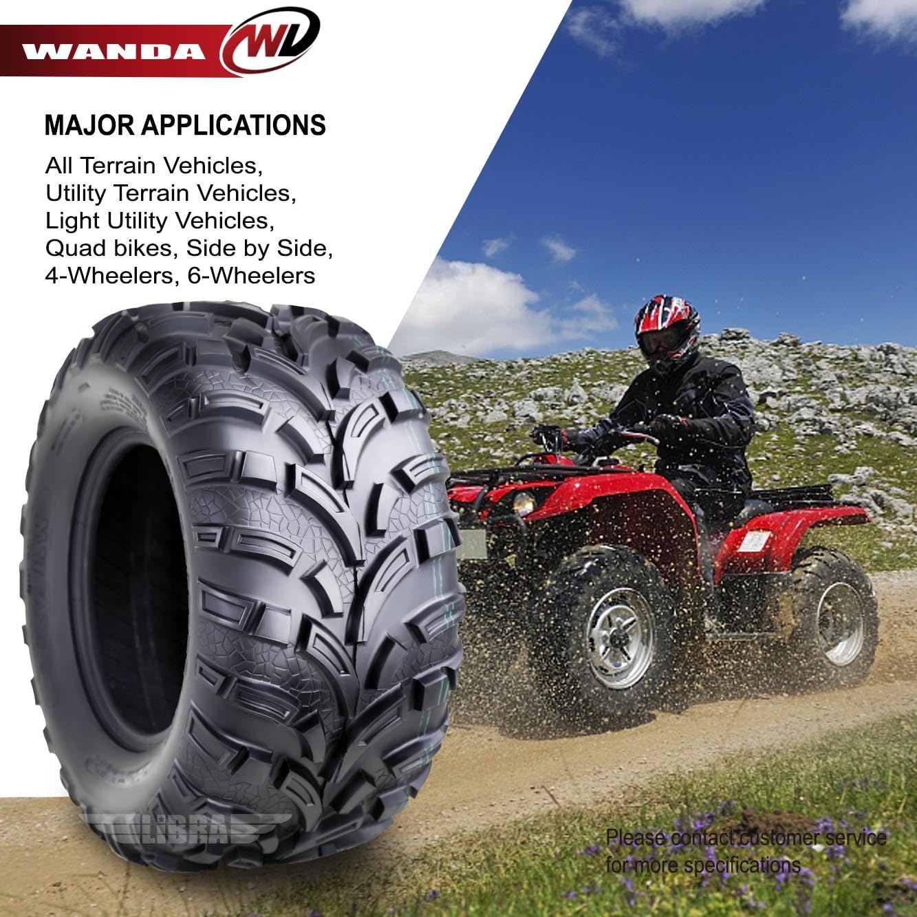 WANDA Set of 4 ATV Tires 25x8-12 & 25x11-12 for 2006-2013 Polaris SPORTSMAN 450/500 - All-Terrain Off-Road Tires for Mud, Sand & Trail Riding