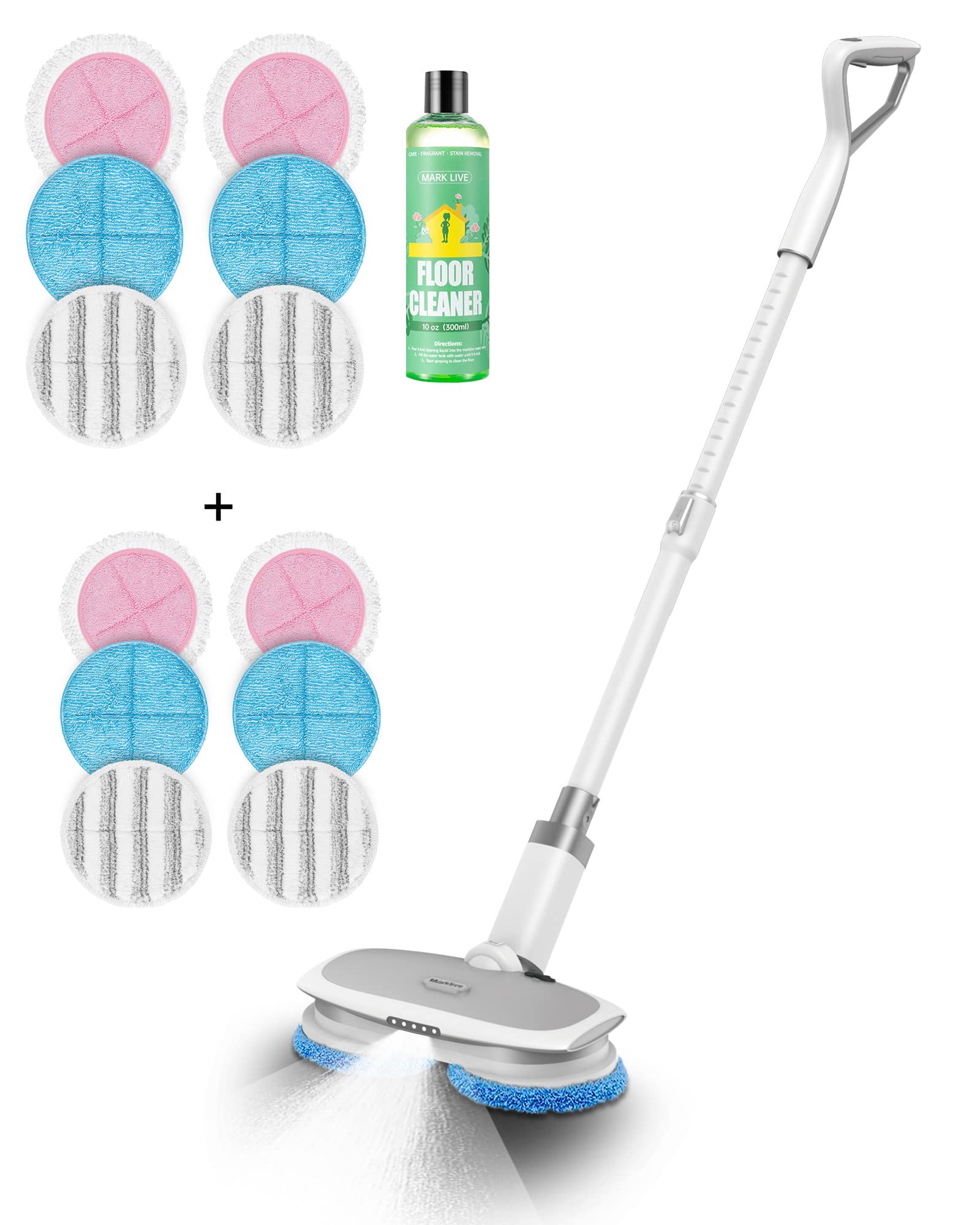 Mark Live Cordless Spin Electric Mop - Powerful Floor Cleaner for Tile, Laminate & Hardwood Floors with 6 Reusable Pads | Perfect for Home, Kitchen & Office Cleaning