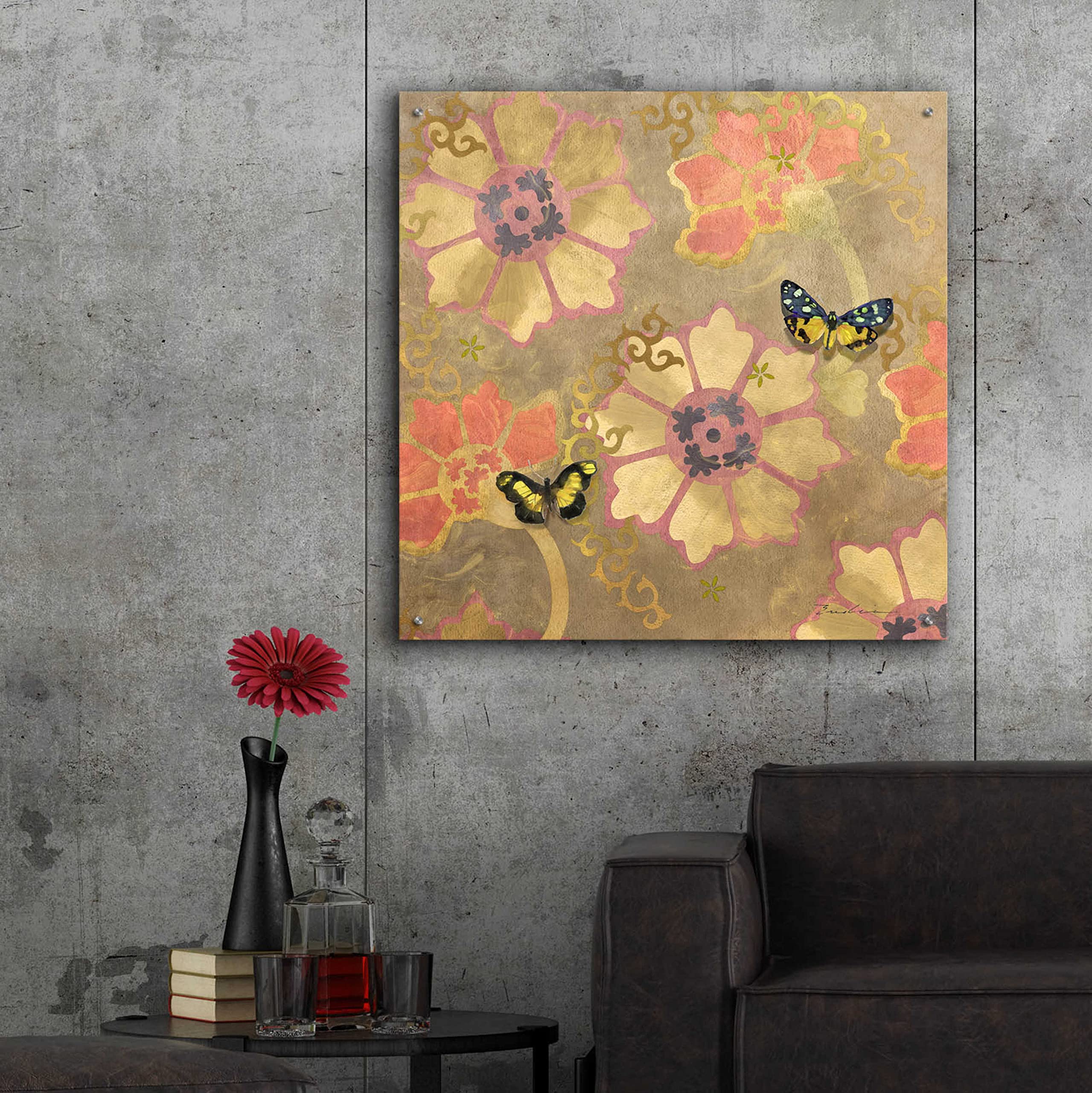 Evelia Designs 'Duchess Bellflower Paper' Acrylic Glass Wall Art - 36x36 Inches Modern Floral Home Decor for Living Room, Bedroom & Office