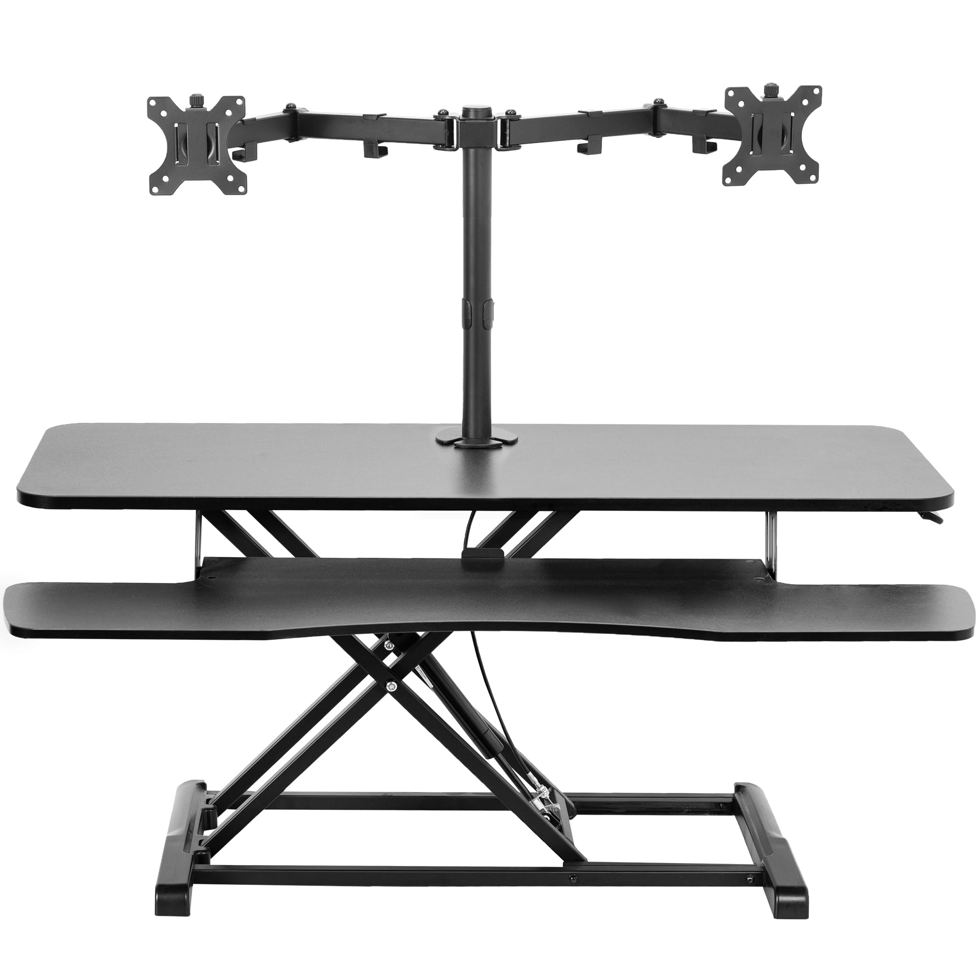 VIVO 42 Inch Height Adjustable Standing Desk Converter with Dual Monitor Stand (13-30 Inch), Sit Stand Workstation & Desk Riser - Black (DESK-V042KB-M2) - Perfect for Home Office, Gaming Setup & Ergonomic Workspaces