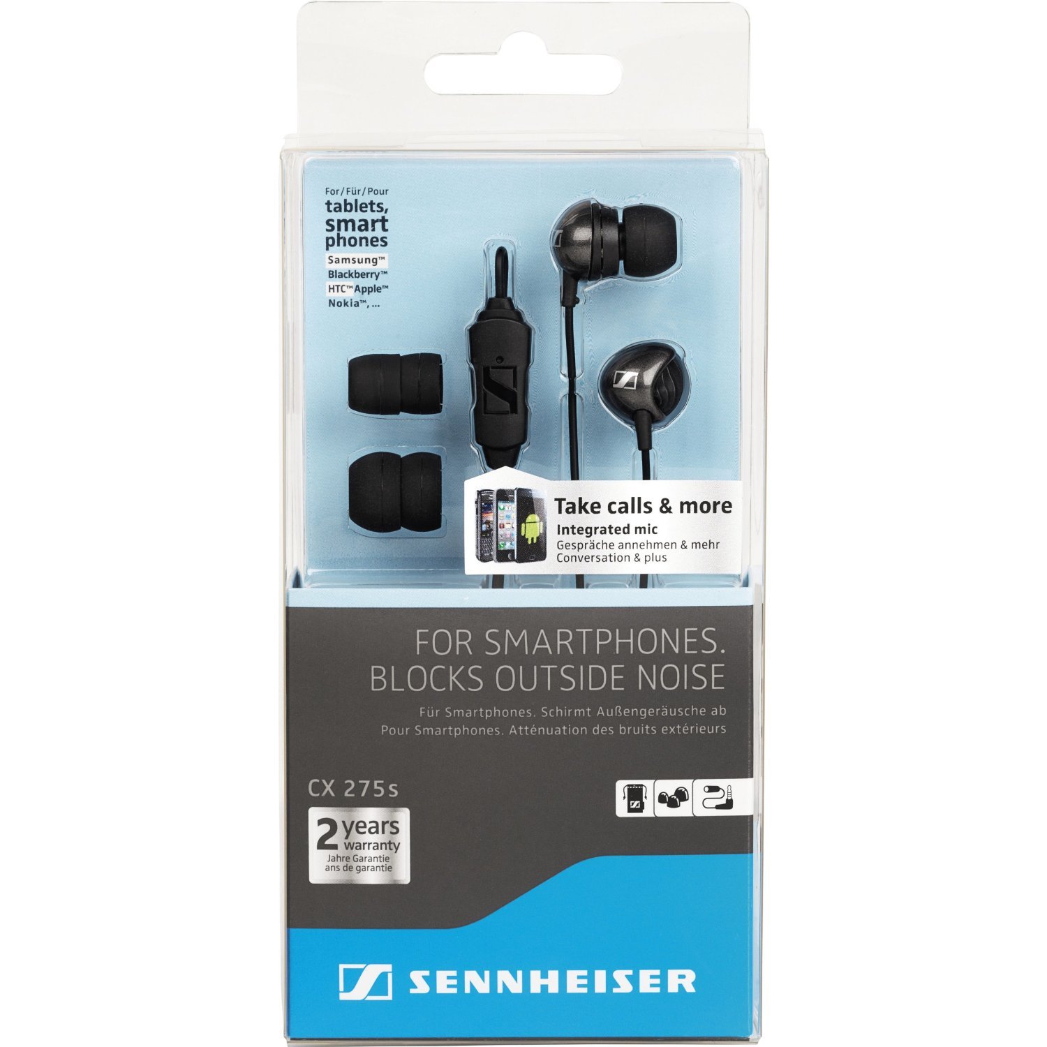 Sennheiser CX 275 S Universal Mobile Headset with Noise Isolation - Premium In-Ear Headphones for iPhone, Android, Music & Calls - Perfect for Commuting, Workouts & Travel