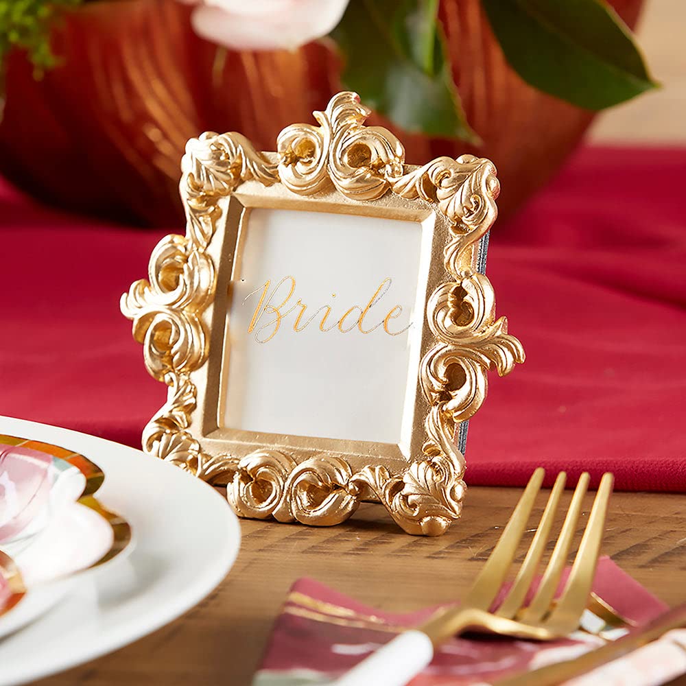 Kate Aspen 12PCS Royale Baroque Place Card Holders & Photo Frames - Elegant Wedding, Bridal Shower, Anniversary Party Decorations with Included Place Cards - Perfect for Table Settings, Photo Displays & Special Event Decor