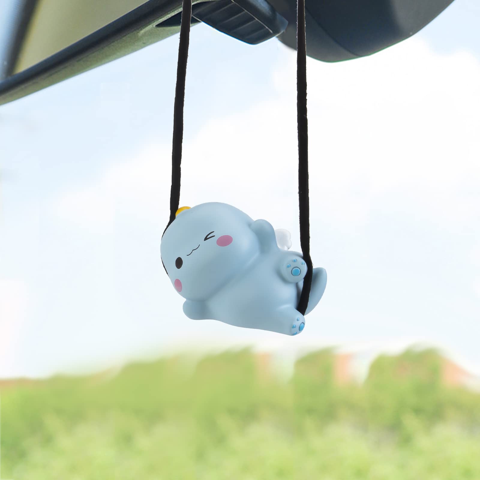 Wonuu Cute Dinosaur Car Pendant - Flying Hanging Ornament for Rearview Mirror, Fun Car Decor Accessories - Perfect for Kids' Rooms, Gifts & Vehicle Interior Decoration