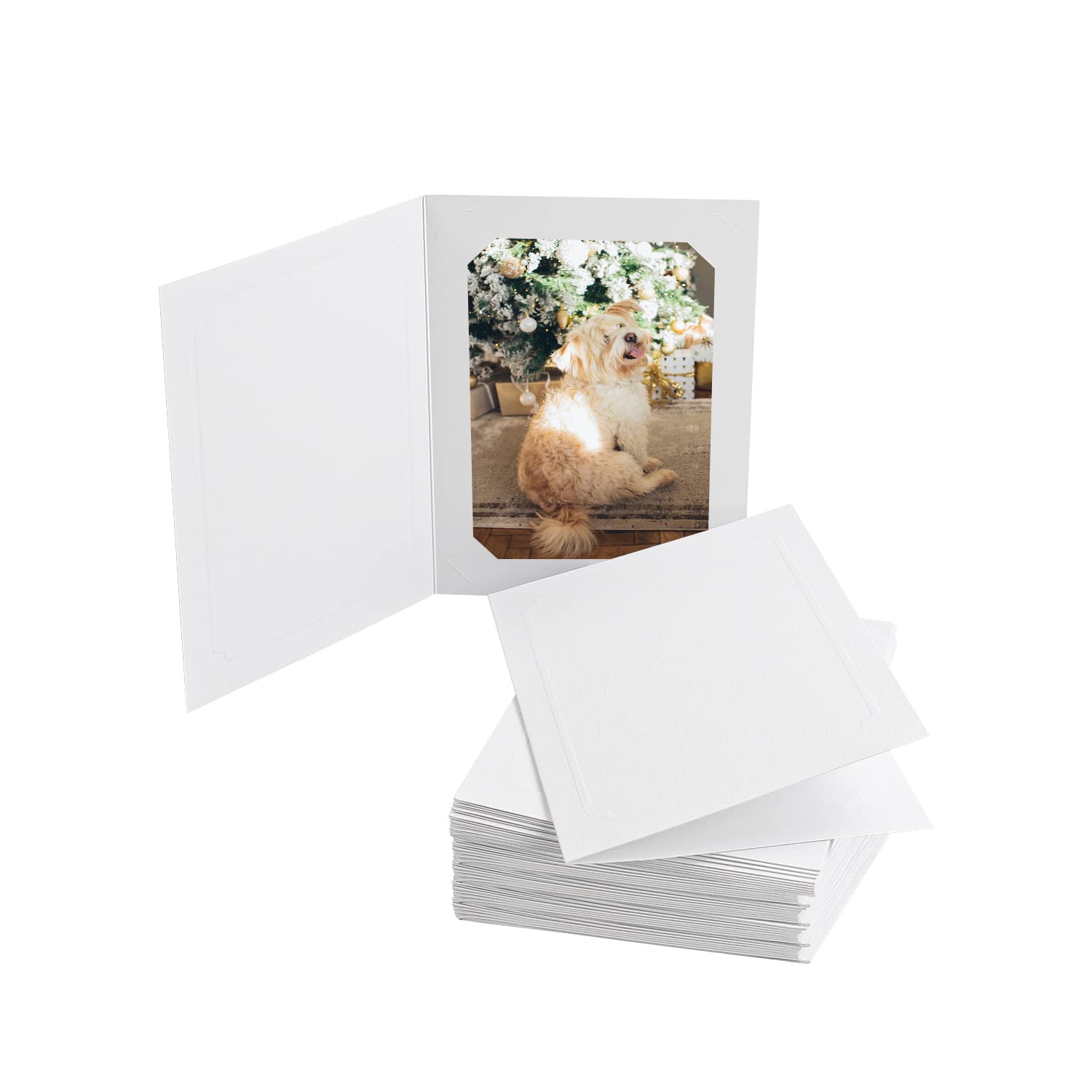 Golden State Art 100-Pack 4x6 or 5x7 Photo Folders | Cardboard Picture Frames & Paper Frame Cards | Greeting/Invitation for Special Events (Graduation, Christmas, Wedding) | Perfect for Scrapbooking, Memory Keepsakes & Party Decorations (White)