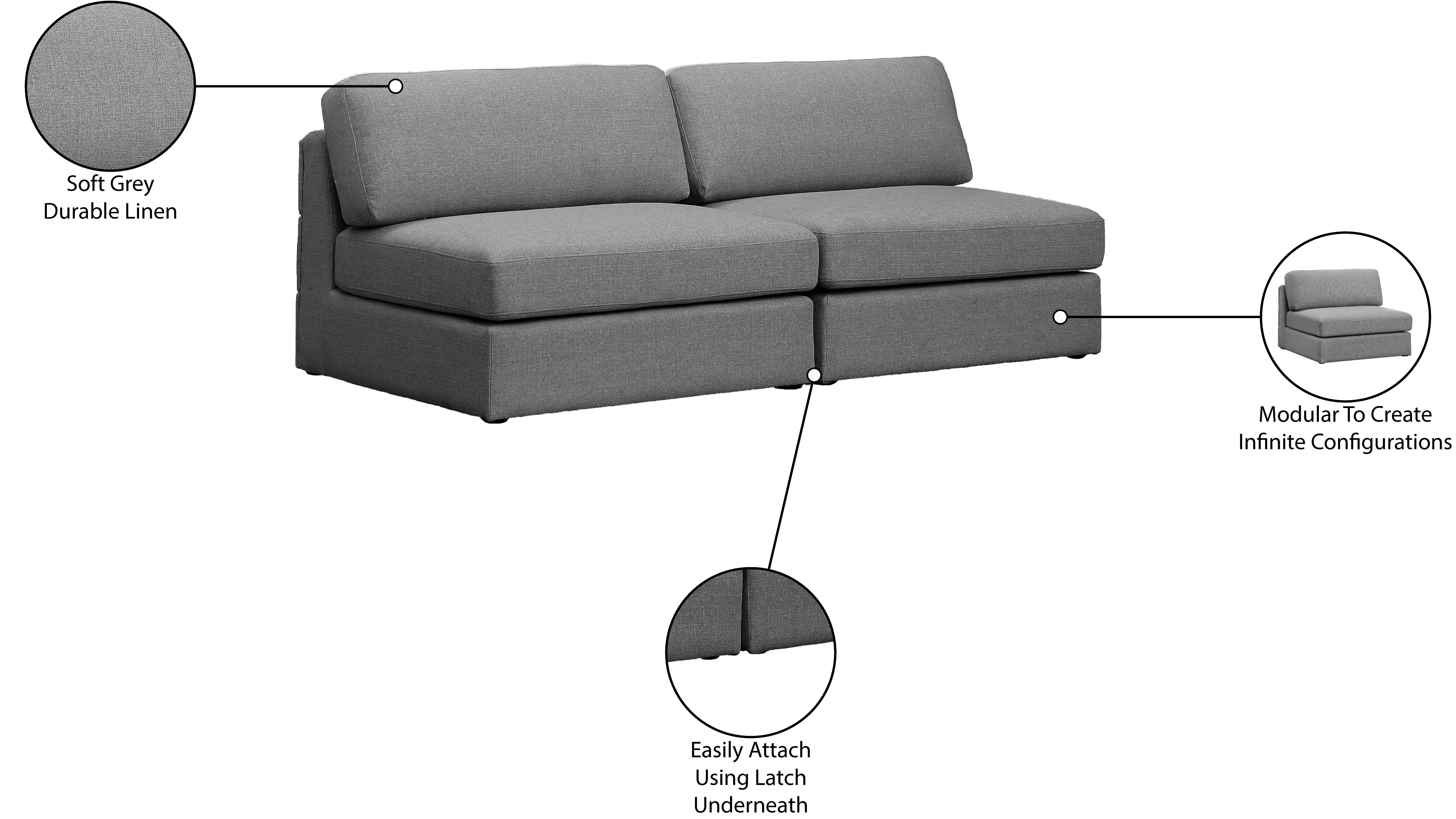 Beckham Durable Linen Textured Fabric Modular Sofa - Modern Sectional Couch for Living Room, Lounge & Home Theater (Gray)