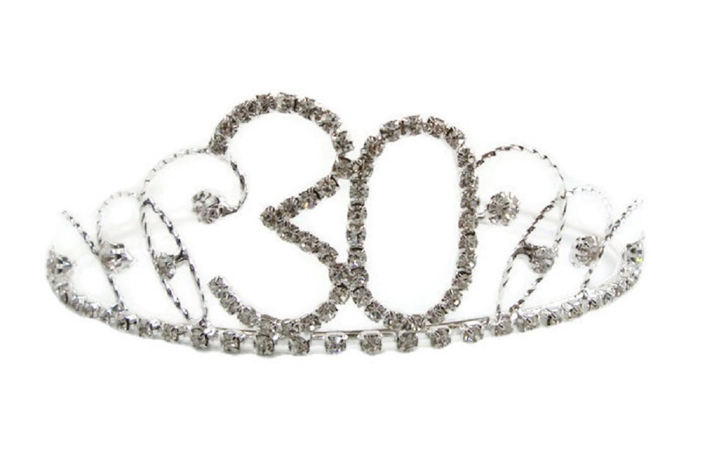 Signature Tiara - Elegant 30th Birthday Silver Crown with Clear Crystals | Perfect for Birthday Parties, Bridal Showers & Special Occasions