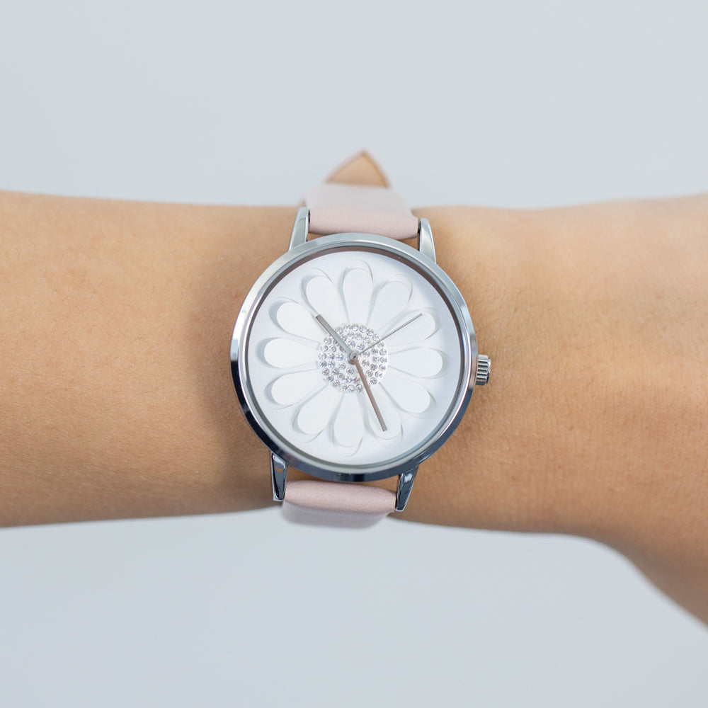 Ellis & Co 'Ella' Women's Watch - Genuine Nude Leather Band with Silver-Tone Dial | Elegant Dress Watch for Office, Party & Everyday Wear
