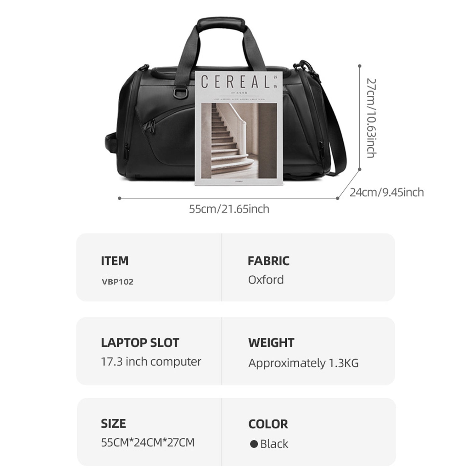 3 in 1 Expandable Travel Garment Backpack 55L with USB Charging Port & Water Resistant - Perfect for Business Trips, Weekend Getaways & Airplane Carry On