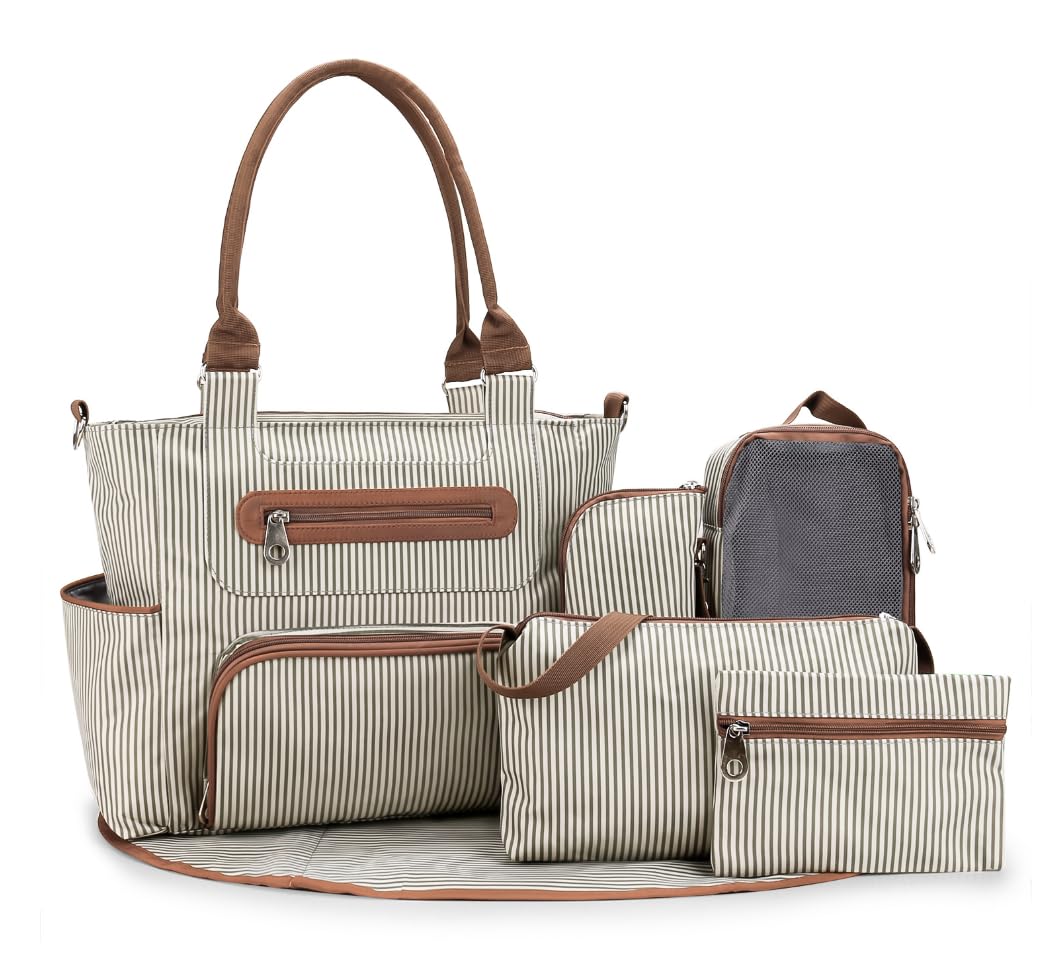 LuneEnfant Premium Diaper Bag for Baby Travel - Large Tote with Changing Pad, Stroller Straps & Pacifier Holder - Perfect for Daycare, Outings & Family Trips