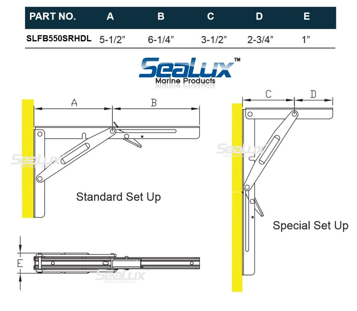 SeaLux Heavy Duty Folding Bracket - 550lbs Capacity for Tables & Shelves - Space Saving Solution