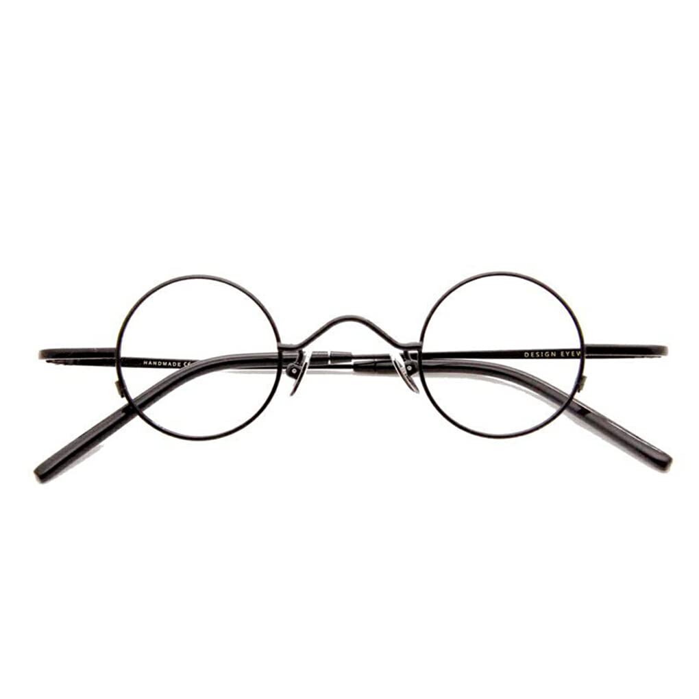 Vintage Round Eyeglasses Frame with Nose Pads & Foldable Temples - Classic Black Optical Frames for Men & Women | Perfect for Reading, Fashion Accessories, and Everyday Wear