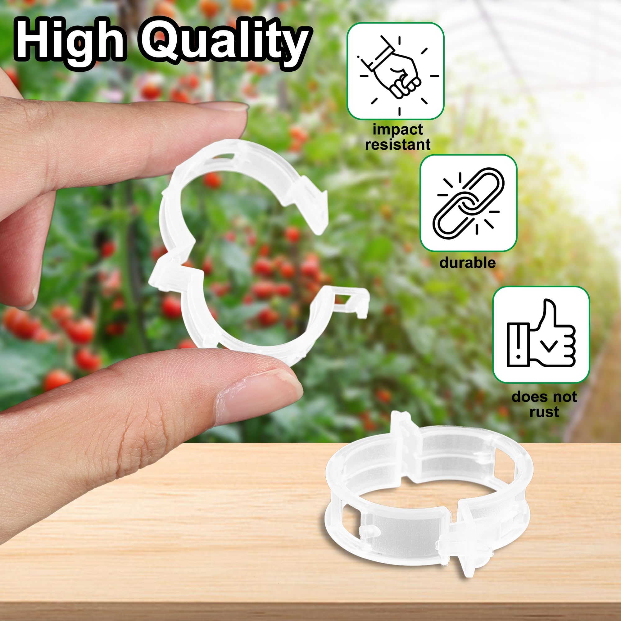 200 Pcs Clear Plastic Tomato Clips for String Trellis - Plant Support Clips for Climbing Plants, Tomato & Grape Vines - Ideal for Vertical Growth in Home Gardens & Greenhouses