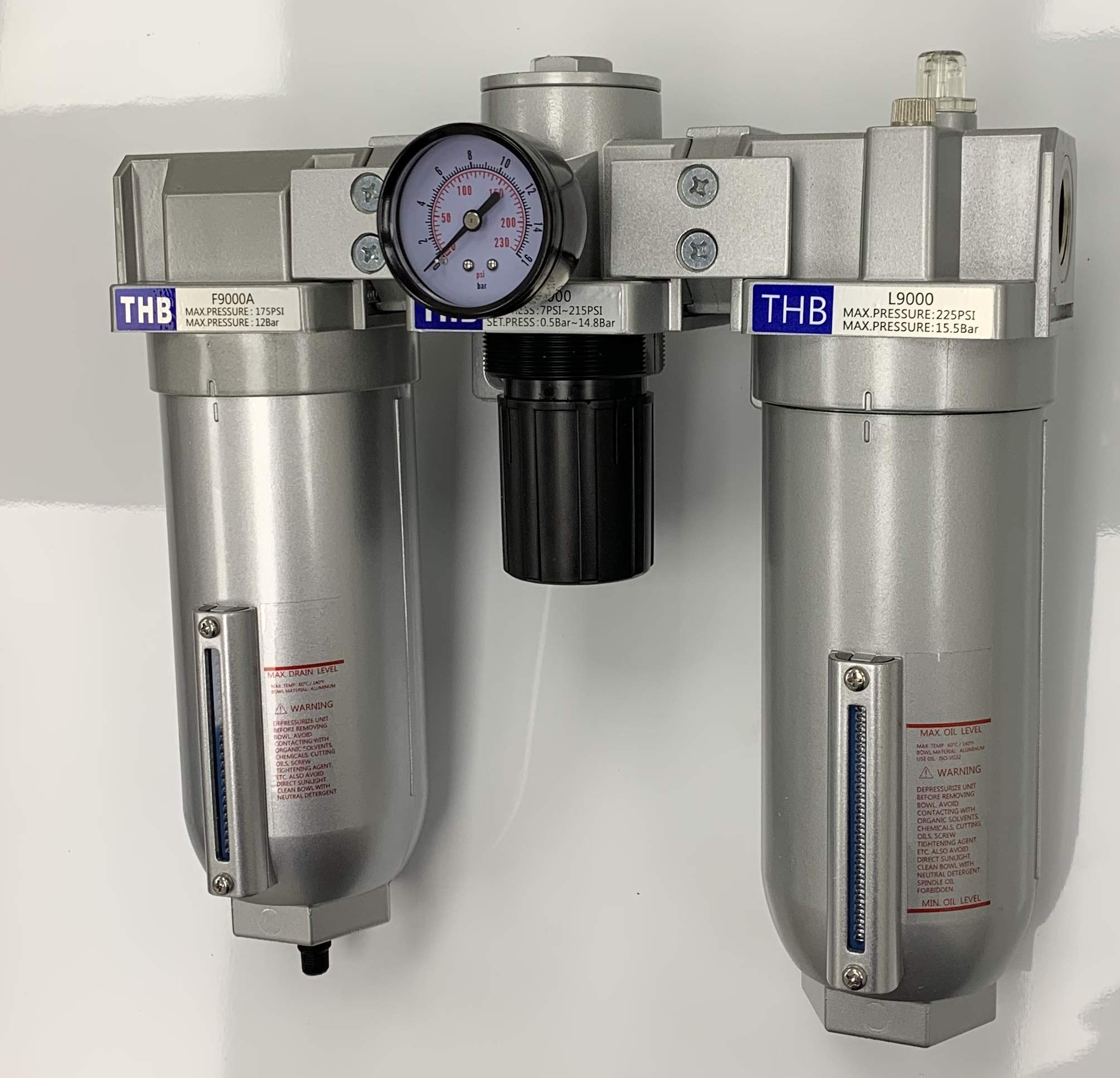 Heavy Duty 3-Stage Air Filter Regulator Lubricator Combo - 1