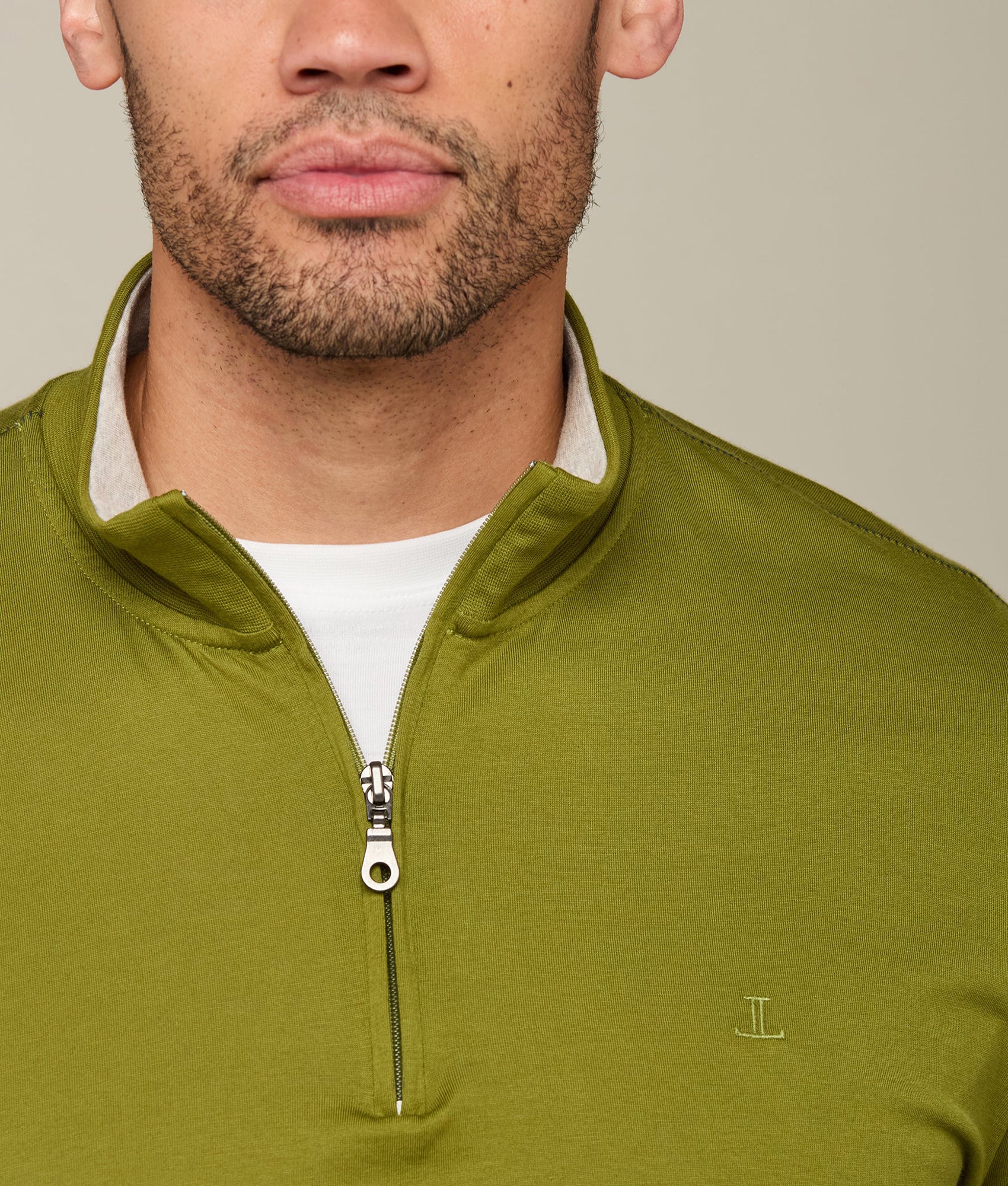 Lucchese Men's Pima Cotton Quarter Zip Pullover Sweater - Olive Green | Soft & Breathable Casual Wear for Fall & Winter | Perfect for Outdoor Activities & Office