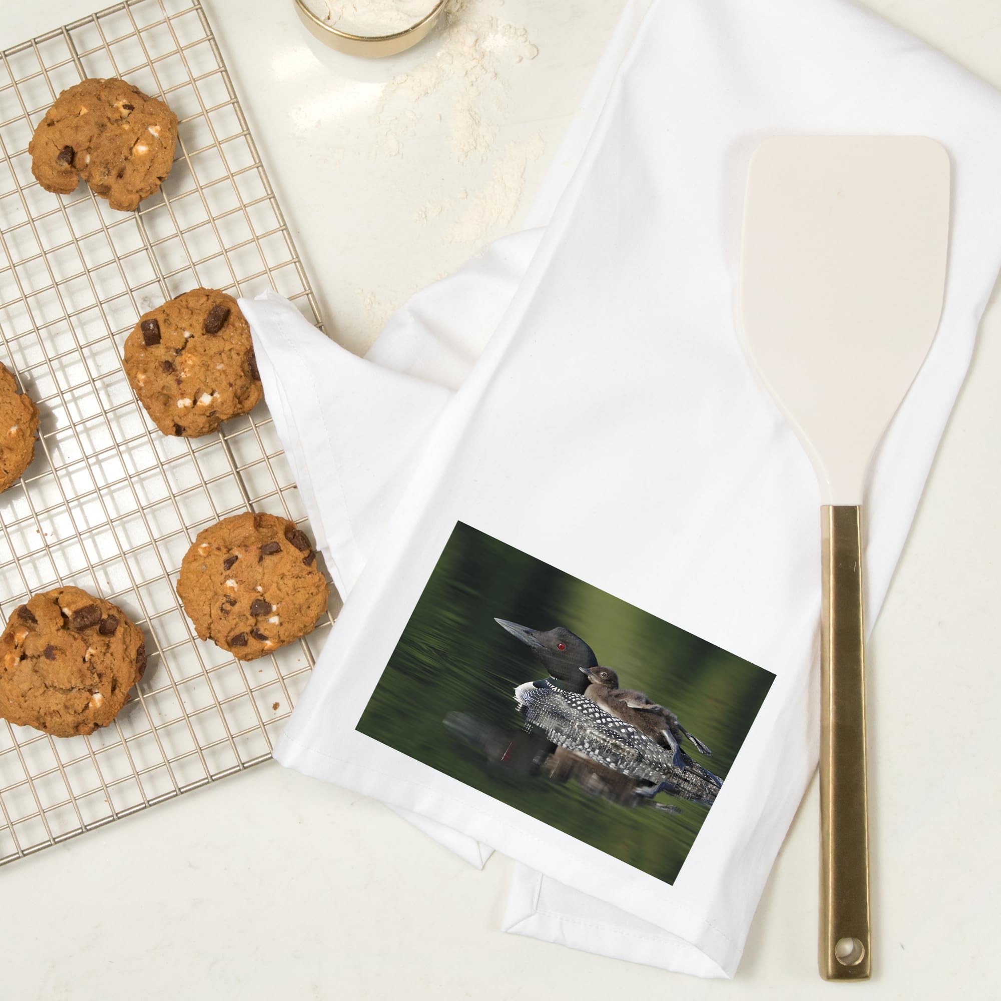 Lantern Press Loon and Chick 100% Cotton Tea Towel - Decorative Hand Towel for Kitchen & Home Decor - Perfect for Gifts, Dish Drying, and Farmhouse Style Decor