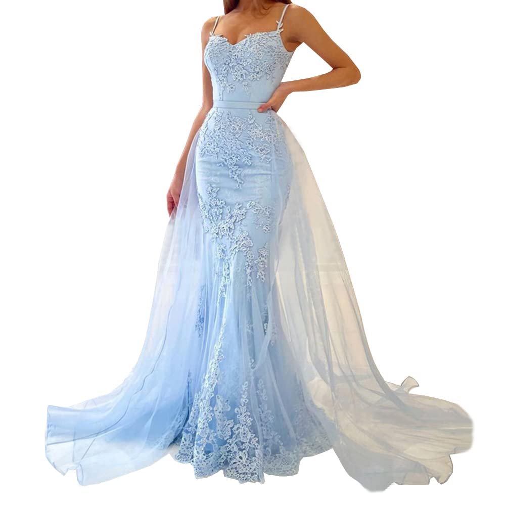 Emanni Women's Mermaid Prom Dress with Sweetheart Neckline & Lace Appliques - Elegant Evening Gown with Detachable Train in Light Pink | Perfect for Homecoming, Quinceañera & Formal Events