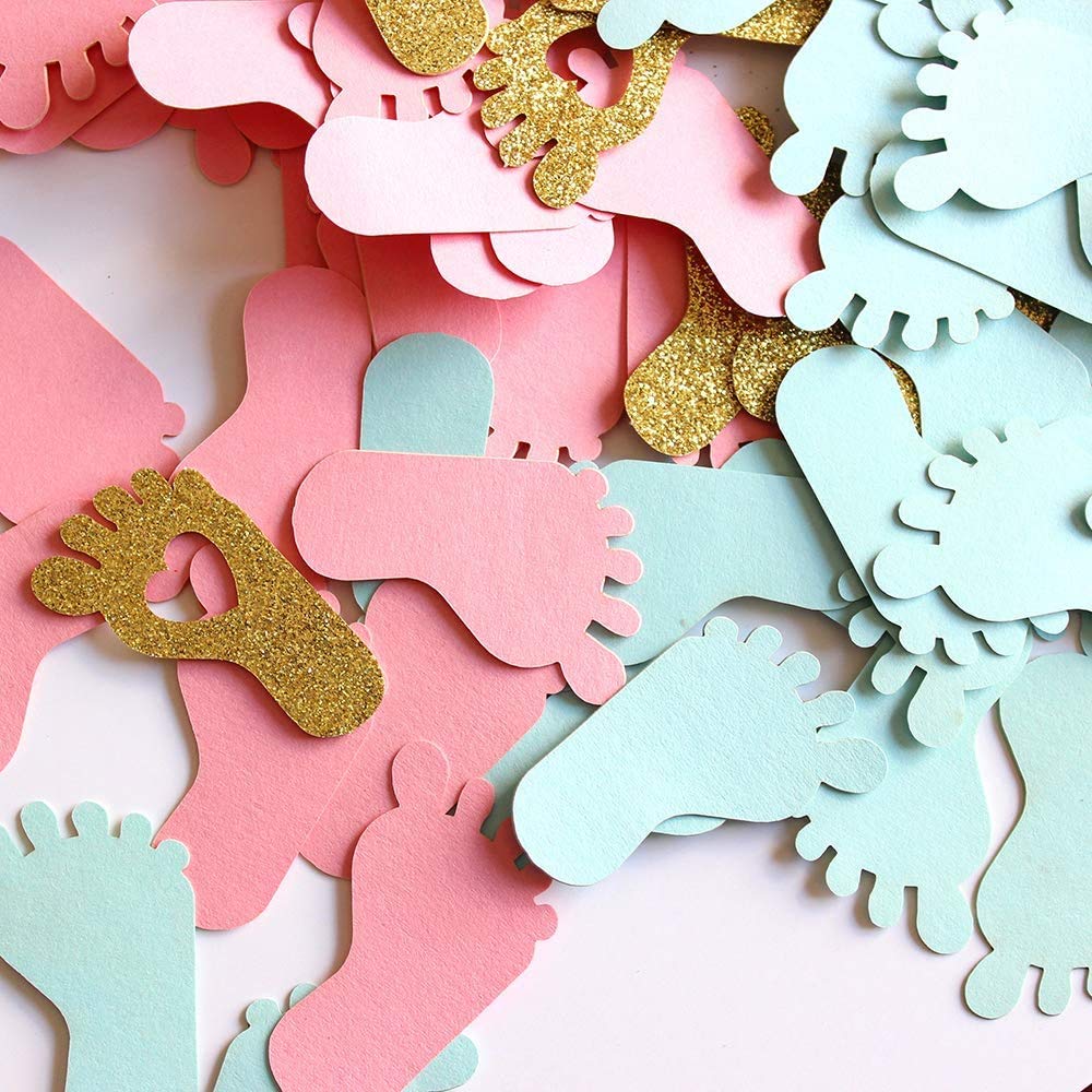 Footprint Baby Shower Confetti - 250ct Gender Reveal Party Decorations for Tables, Candy Boxes & DIY Supplies | Perfect for Baby Shower, Gender Reveal Parties & Nursery Decor