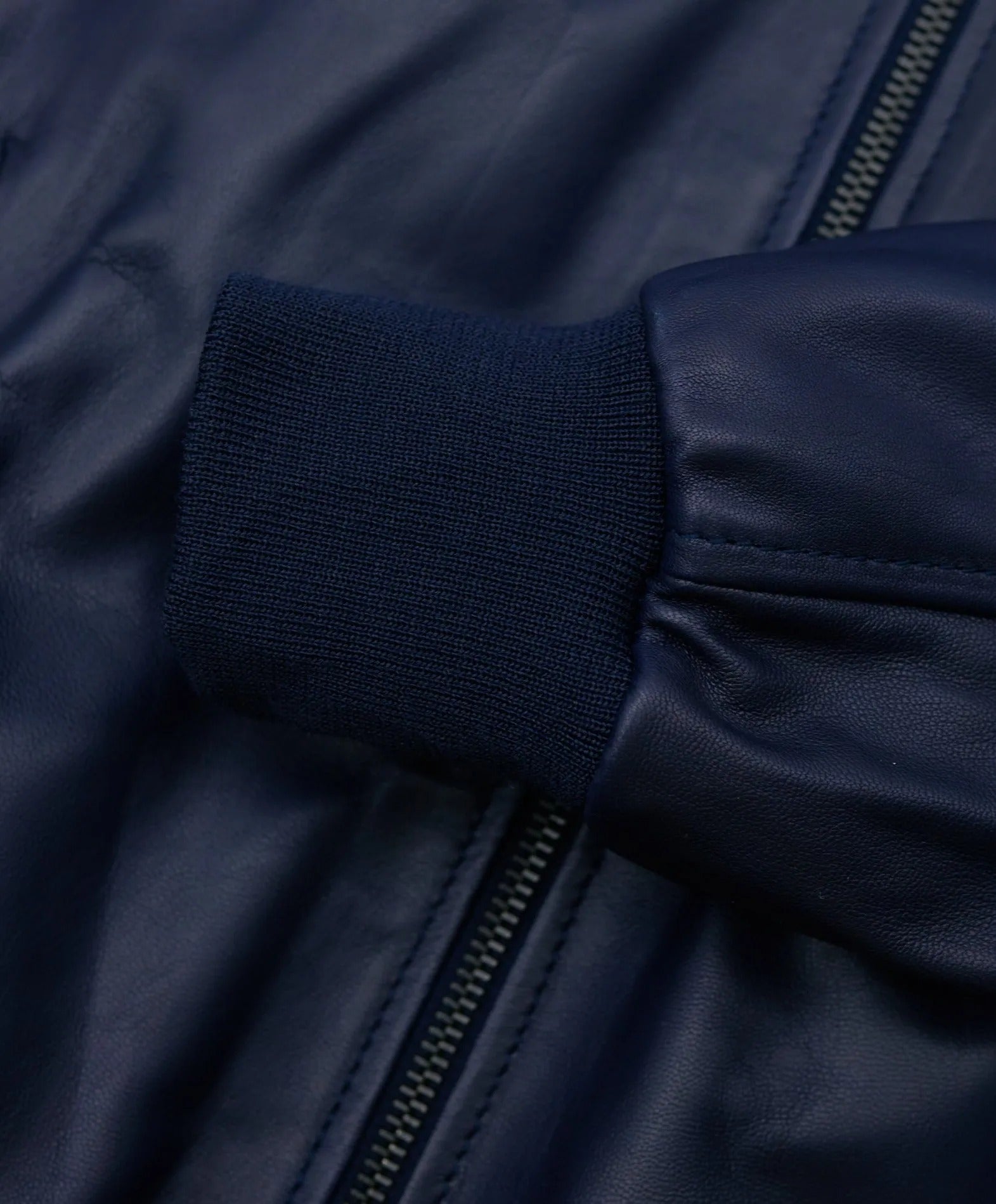 Premium Nappa Lamb Leather Zip Bomber Jacket for Men - Navy Blue | Stylish Outerwear for Casual Wear, Night Out & Motorcycle Riding