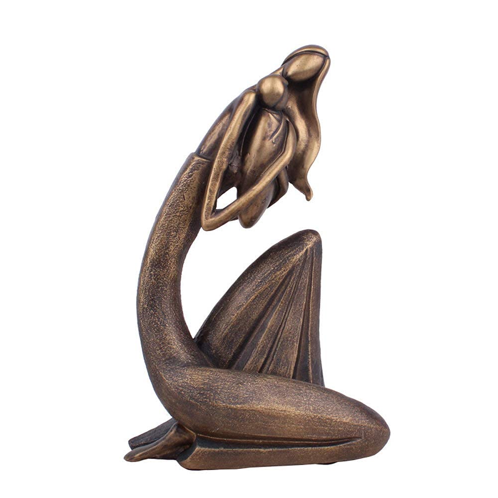 Nevup Mother and Child Statue - Bronze Resin Sculpture for Home Decor, Heartwarming Mother Love Figurine, Living Room TV Cabinet Decoration | Perfect for Housewarming Gifts, Nursery Decor & Family Room Centerpiece