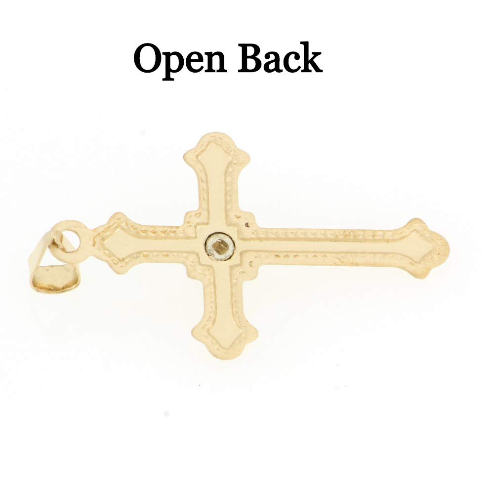 14K Yellow Gold Diamond Cross Pendant Necklace - Polished Budded Edges, Religious Jewelry for Women & Men - Fine Gift with 0.01ct Total Carat Weight - Perfect for Baptism, Confirmation & Spiritual Occasions