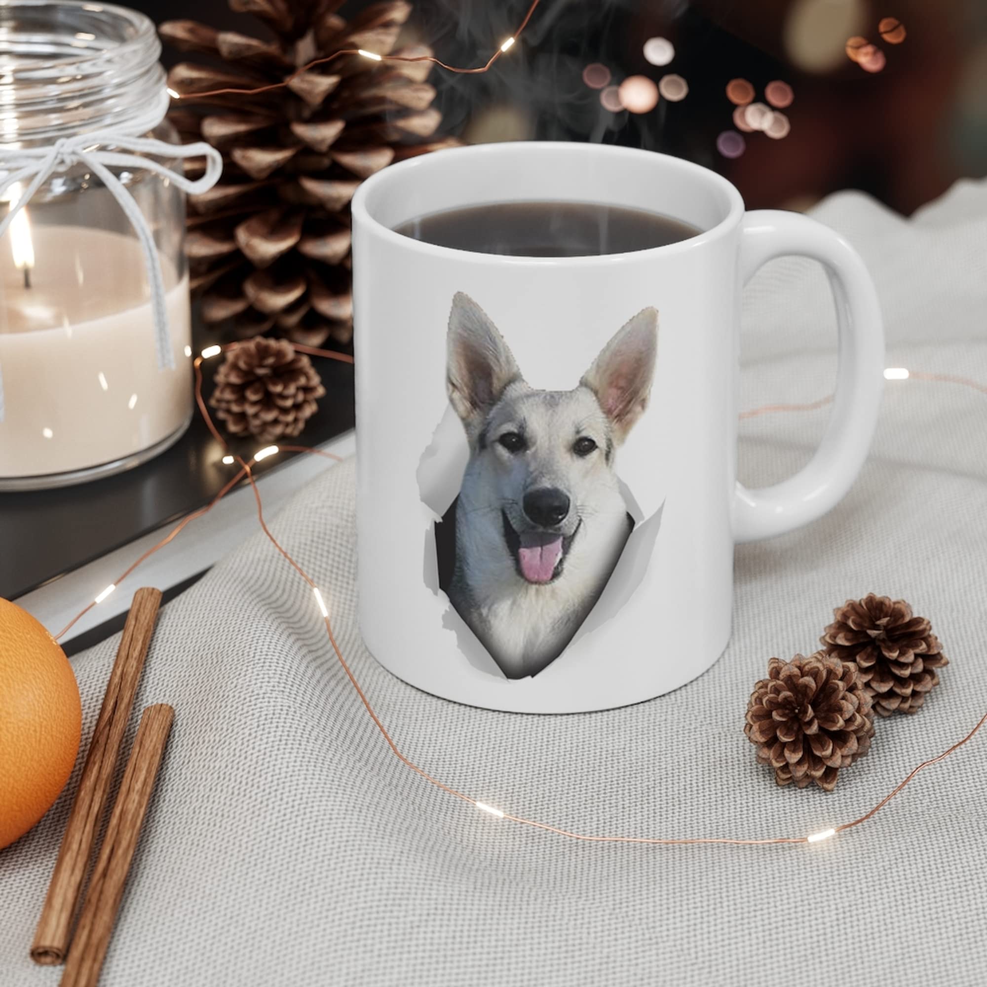Funny German Shepherd Coffee Mug - 11oz White Ceramic Cup for Dog Lovers, Perfect Gift for Dog Moms & Dads - Christmas 2024 Gift Ideas - Great for Coffee, Tea & Office Use