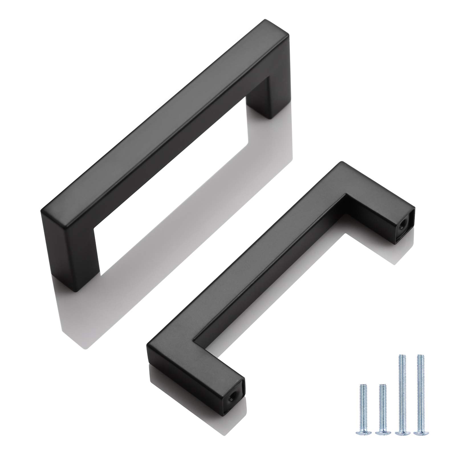 Probrico 100 Pack 3-3/4 Inch Square Cabinet Handles - Flat Black Kitchen Cabinet Pulls & Drawer Handles - Durable Cabinet Hardware for Kitchen, Closet, Wardrobe & Bedroom Furniture (Perfect for Modern Home Renovation & DIY Projects)